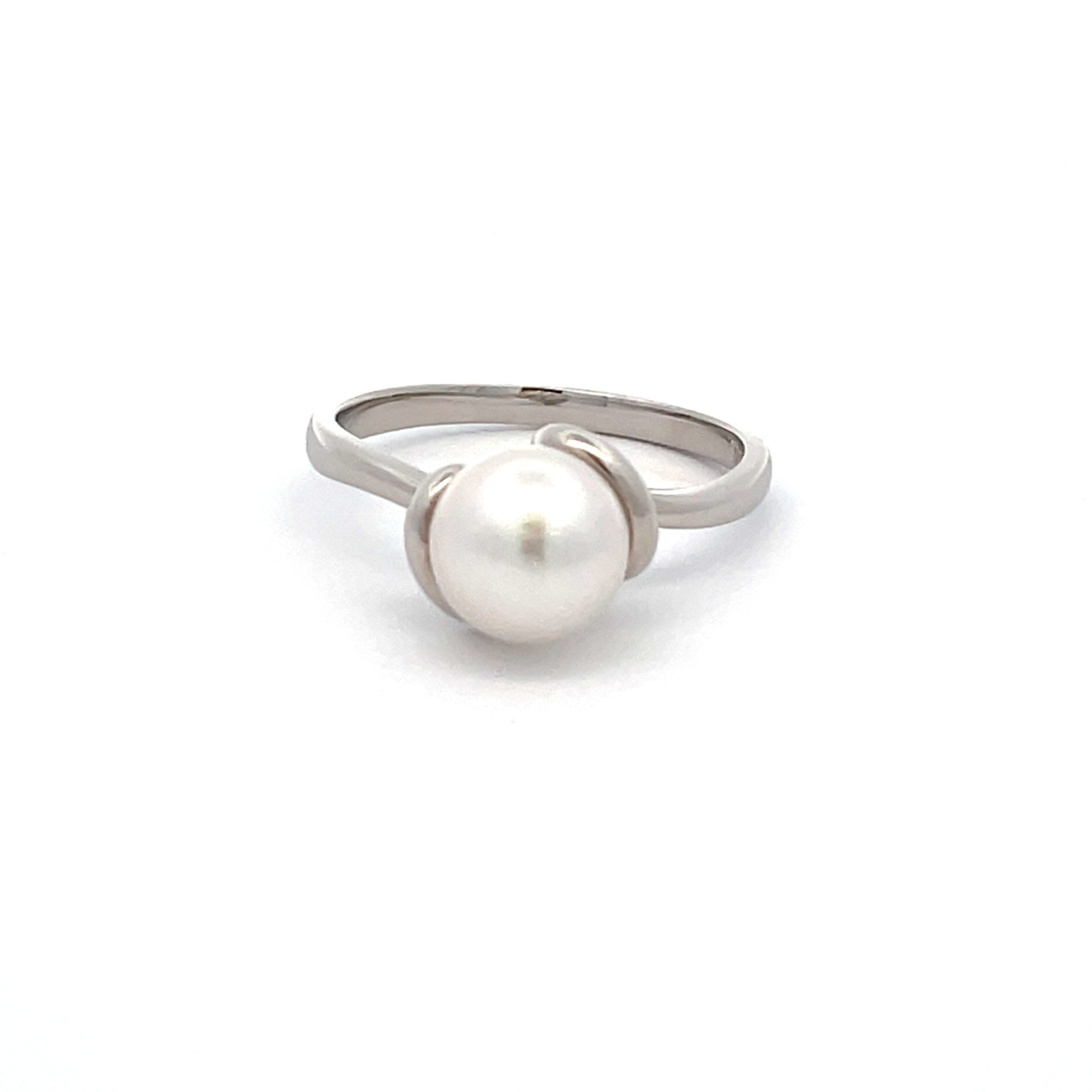 Single pearl deals ring gold