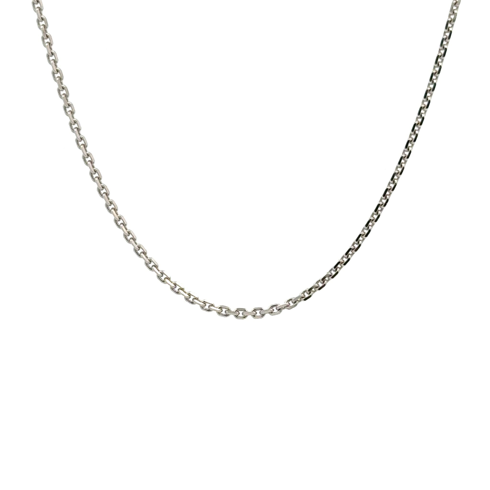 9K White Gold Polished 45cm Diamond Cut Oblong Trace Chain 1.5mm