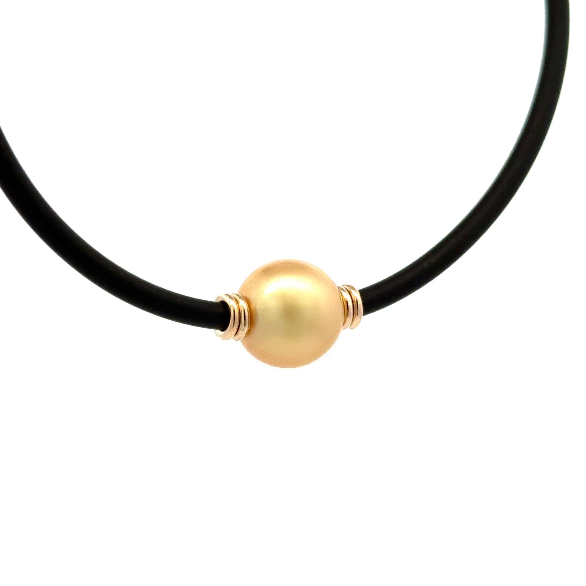 9K Yellow Gold South Sea Cultured 12-13mm 47.5cm Pearl Neoprene Necklace 3mm