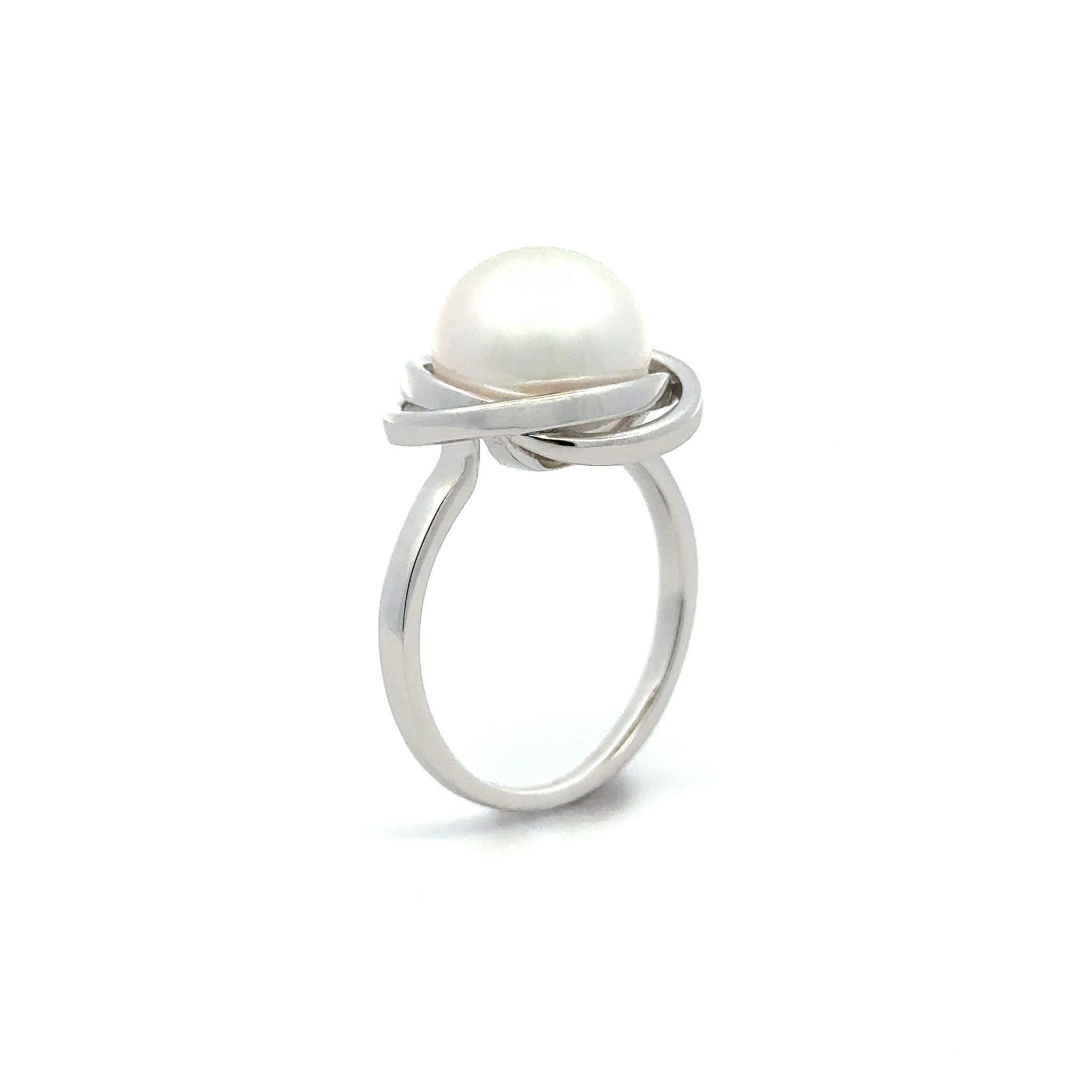 9K White Gold Australian South Sea 11-12mm Cultured Pearl Ring Size P 1/2