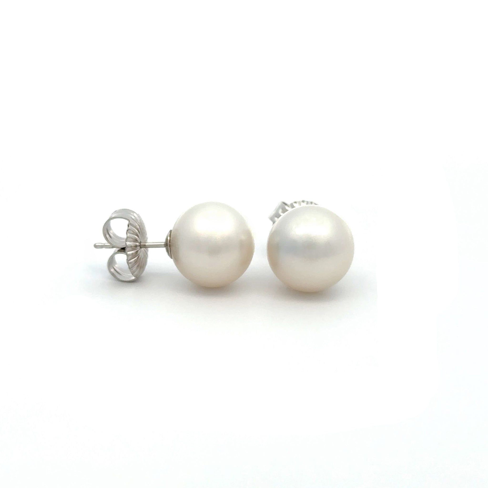 9K White Gold Australian South Sea 11-12mm Cultured Pearl Stud Earrings