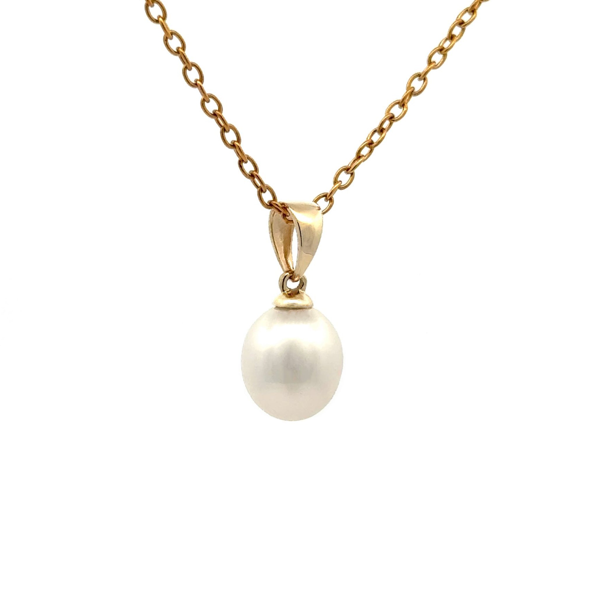 9K Yellow Gold Australian South Sea Cultured 8-9mm Pearl Pendant