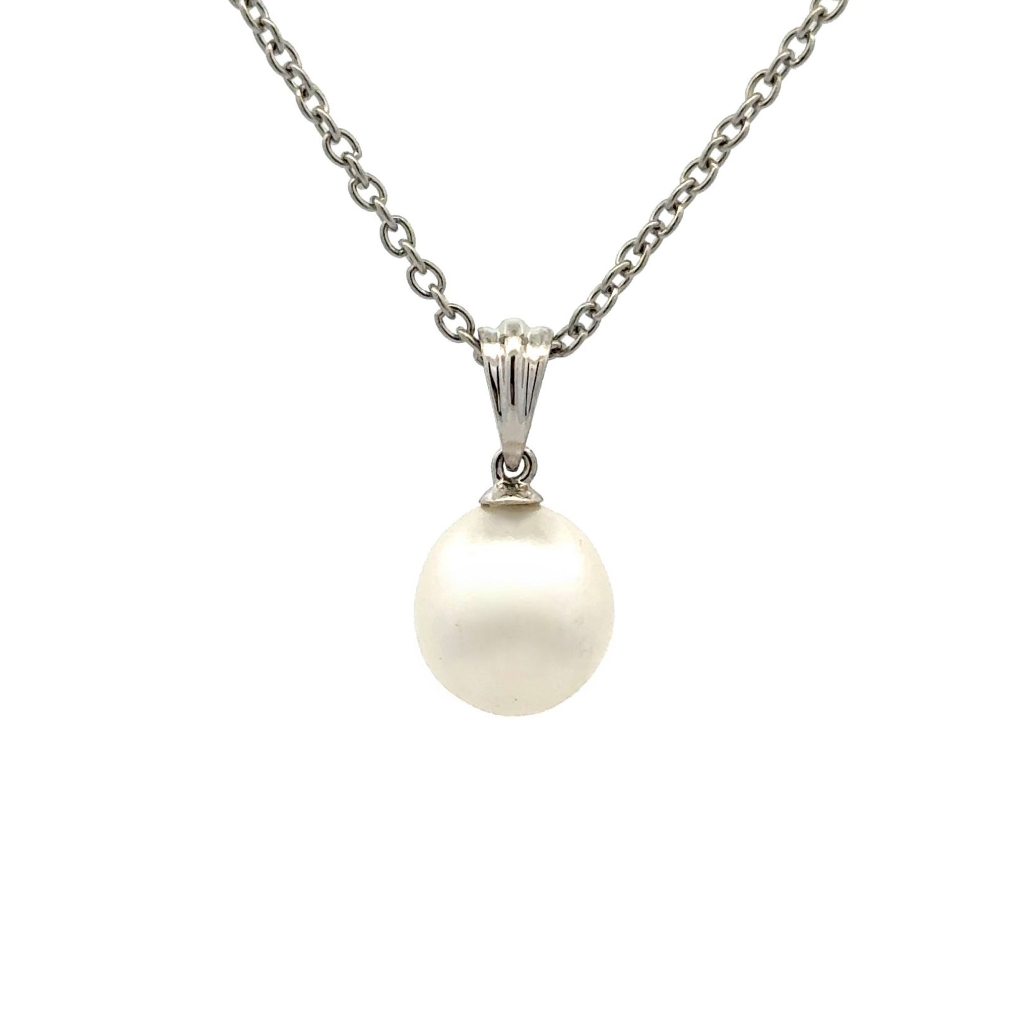 9K White Gold Australian South Sea Cultured 9-10mm Pearl Pendant