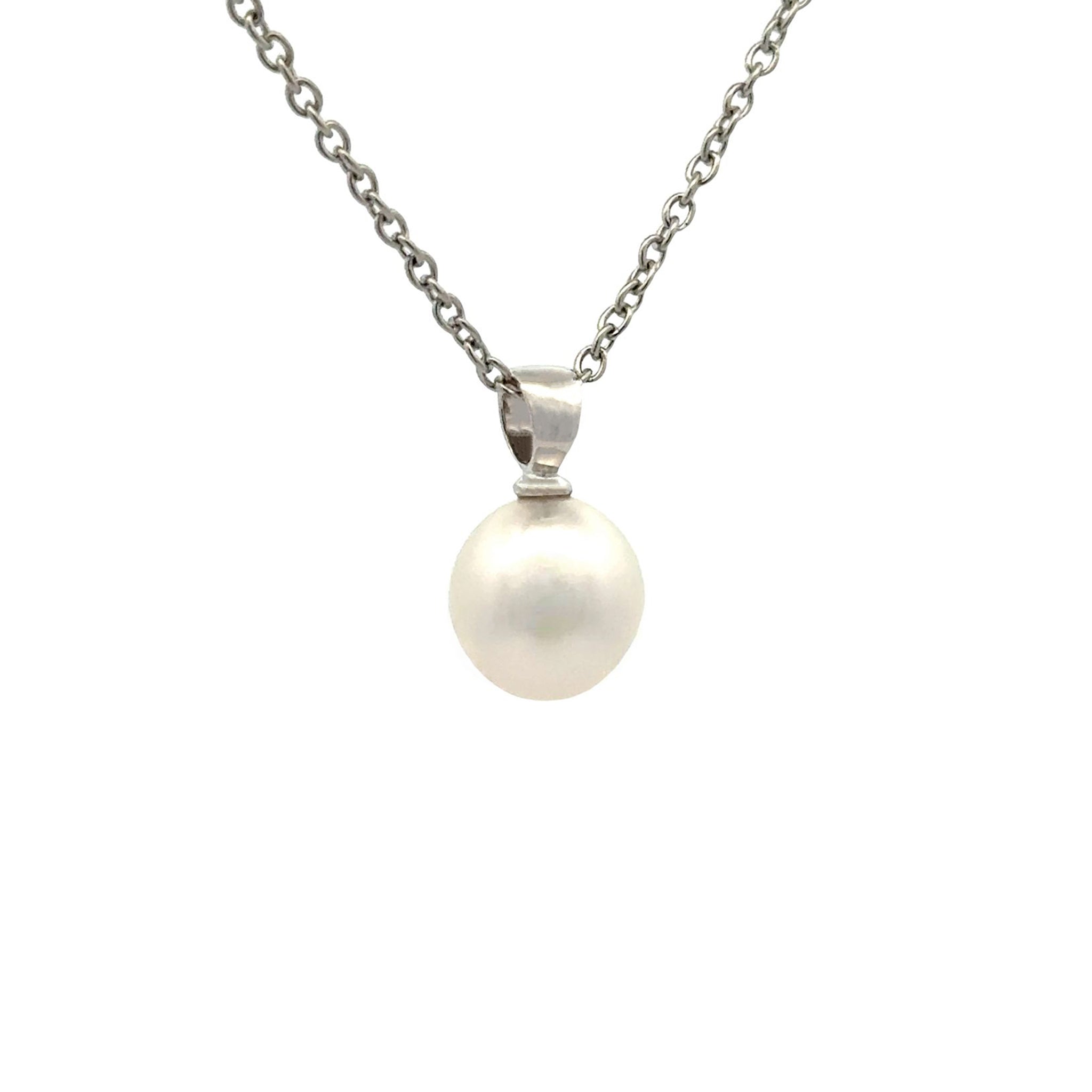 18K White Gold Australian South Sea Cultured 9-10mm Pearl Pendant