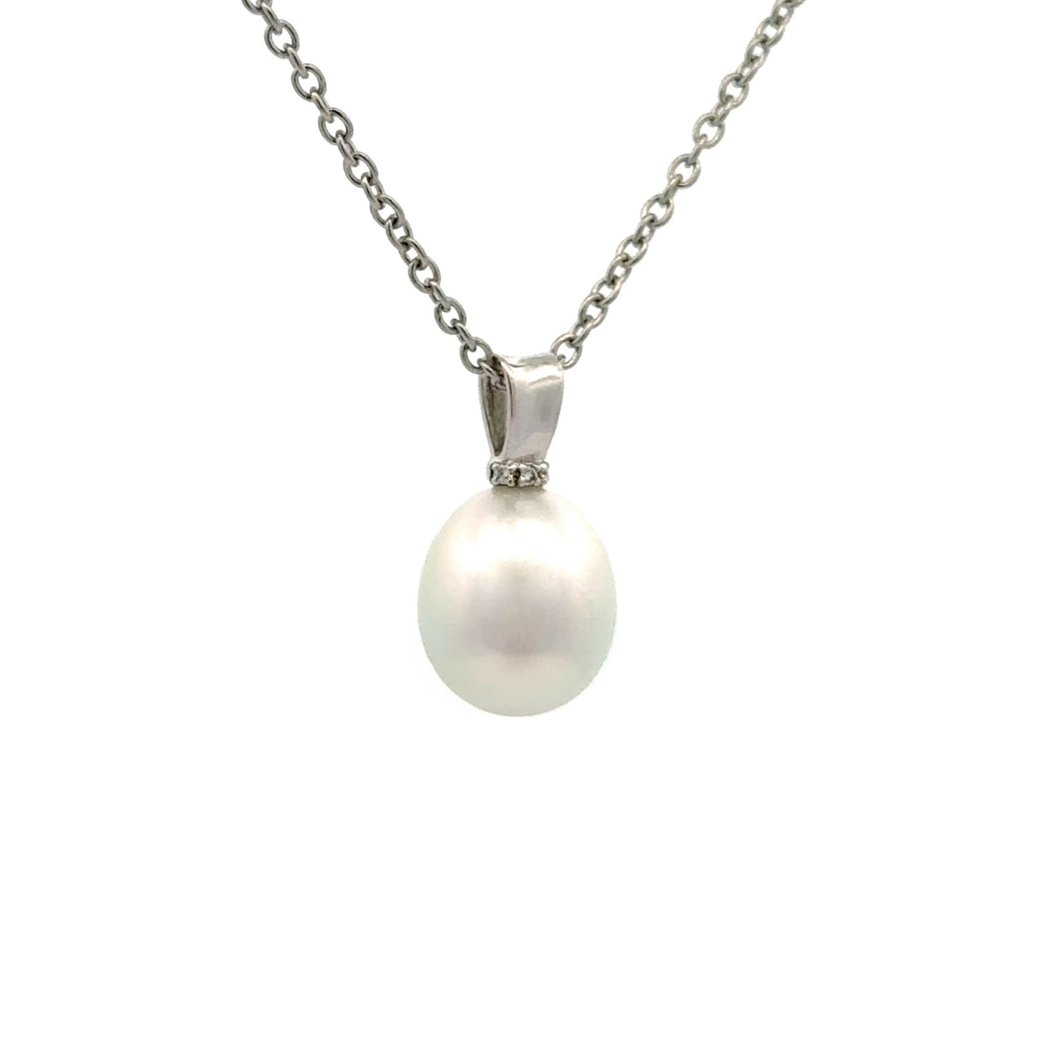 18K White Gold Australian South Sea Cultured Pearl and Diamond Pendant (price is for pendant only)