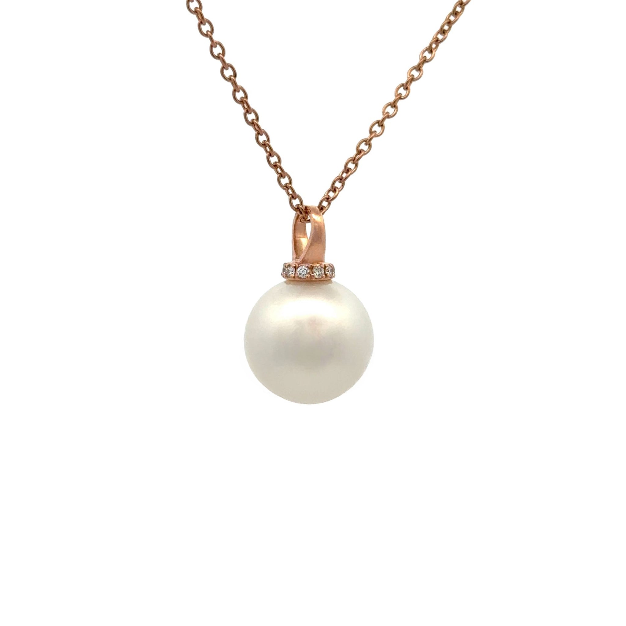 18K Rose Gold Australian South Sea Cultured Pearl and Diamond Pendant (price is for pendant only)