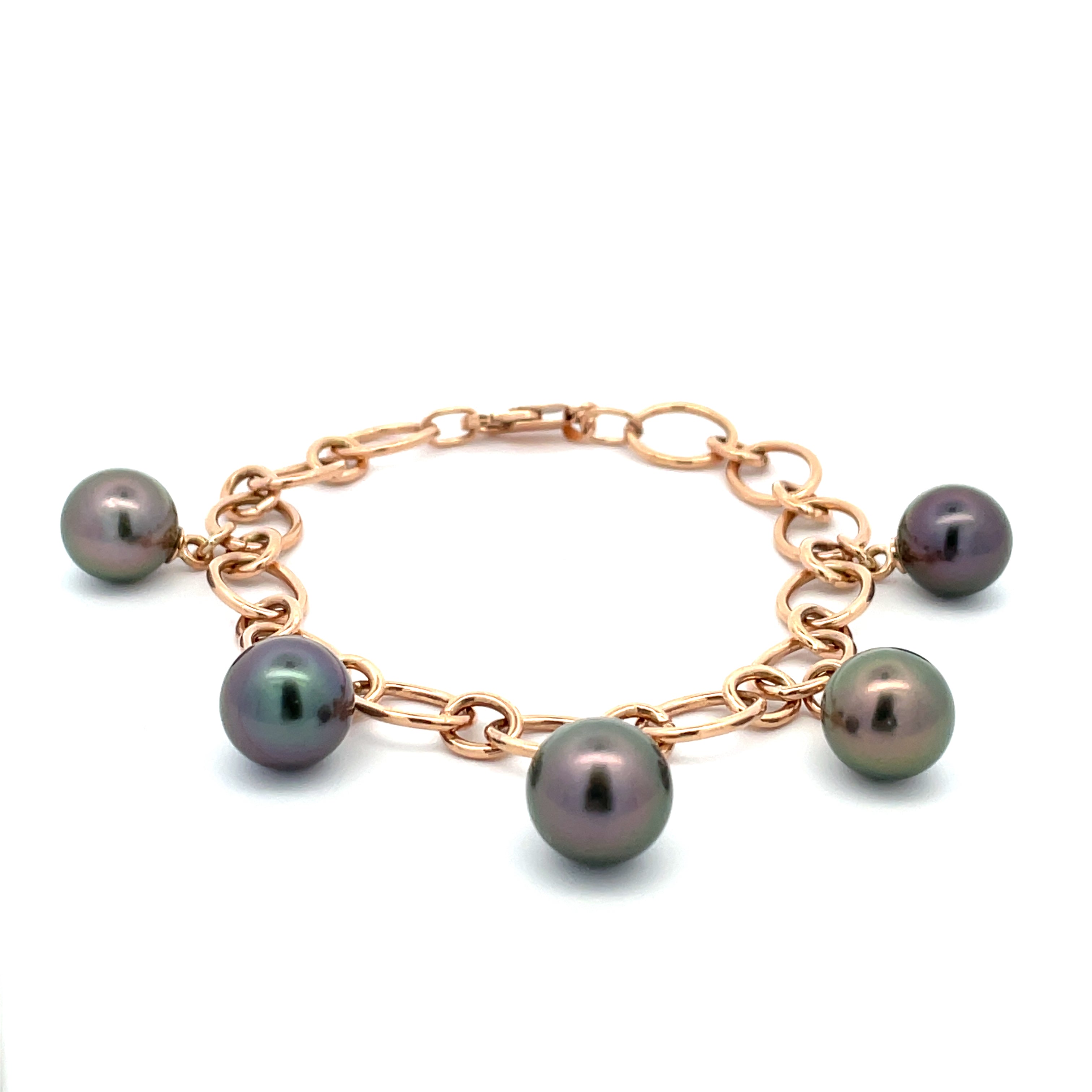 9K Rose Gold Tahitian Cultured 9-11 mm Pearl Bracelet