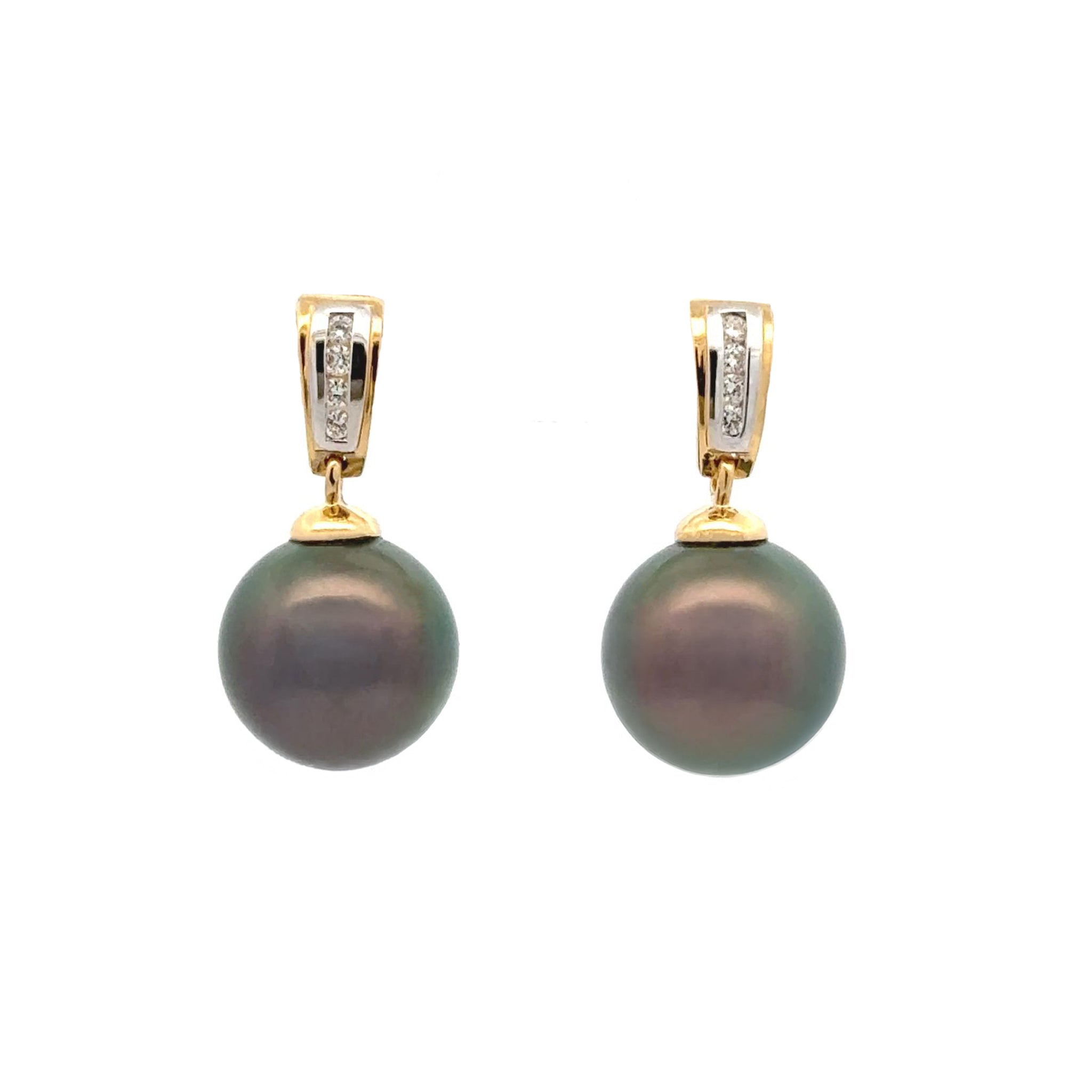 18K Yellow Gold Tahitian 10-11mm Cultured Pearl Drop Earrings