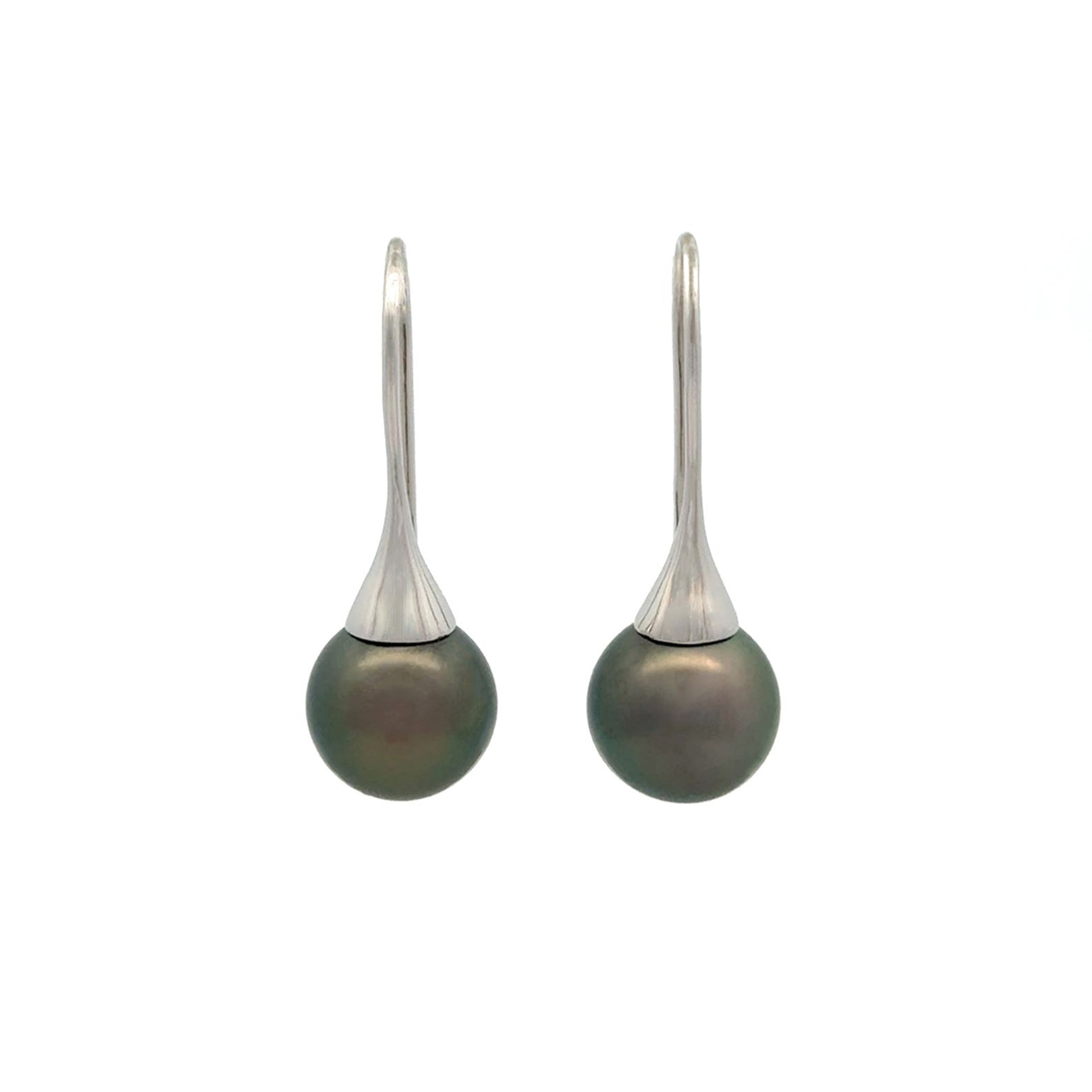 Sterling Silver Tahitian 11-12mm Cultured Pearl Hook Earrings