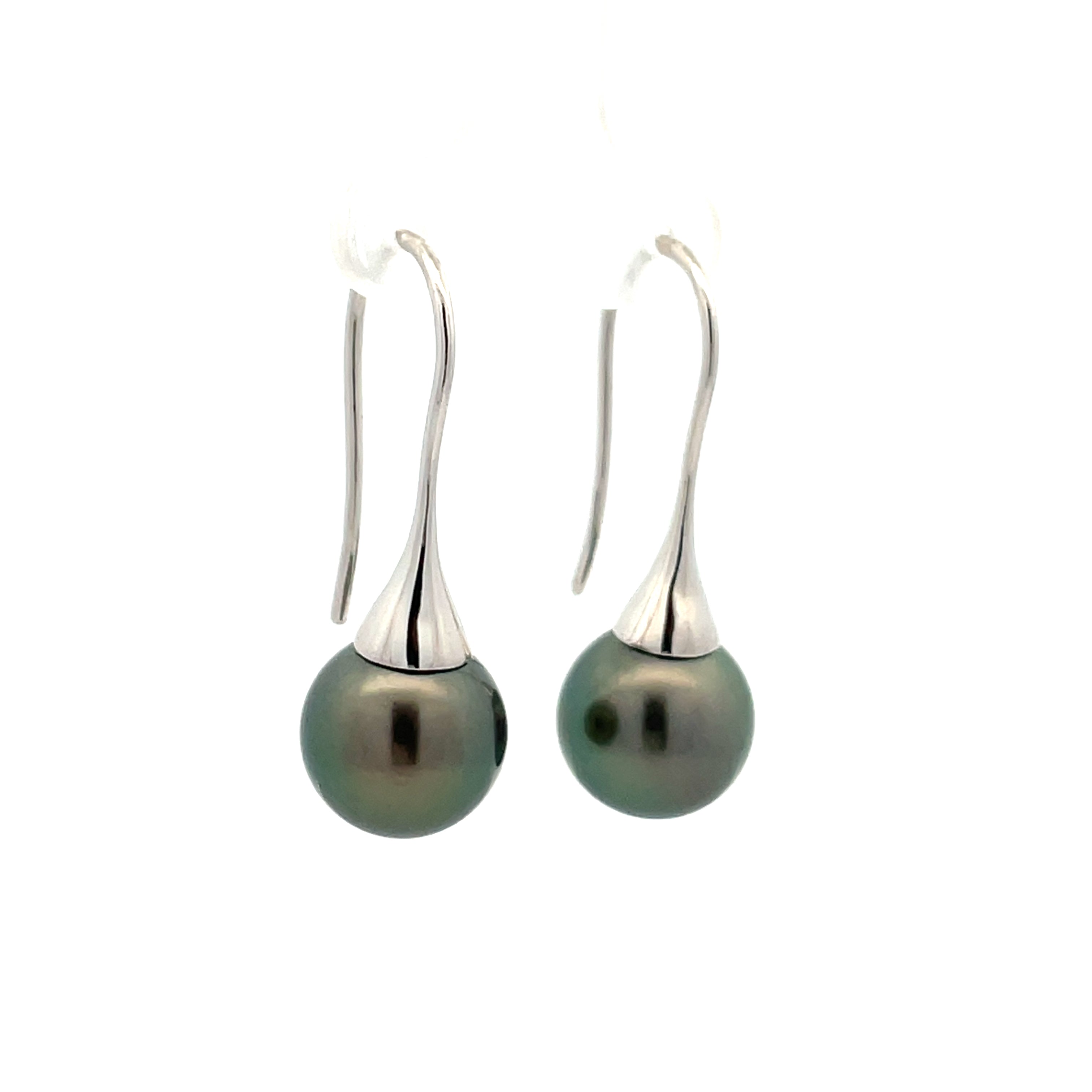 Sterling Silver Tahitian Cultured 11-12mm Pearl Hook Earrings