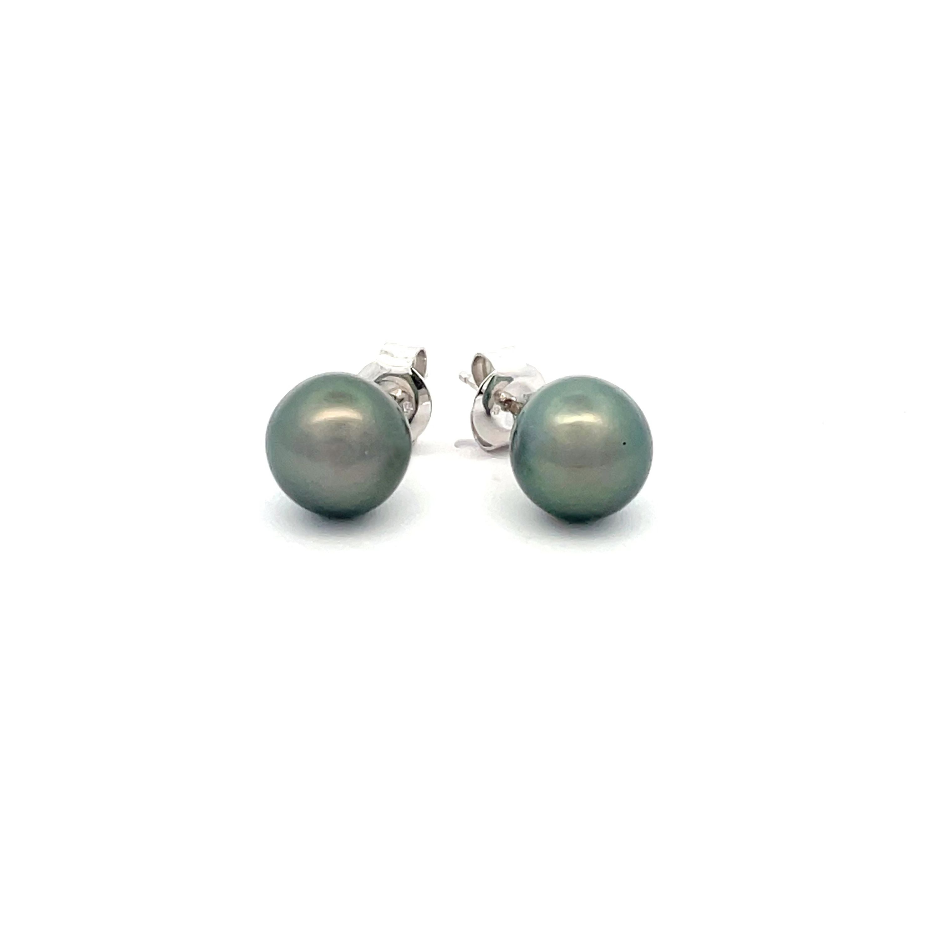 Sterling Silver Tahitian Cultured Pearl Stud Earrings