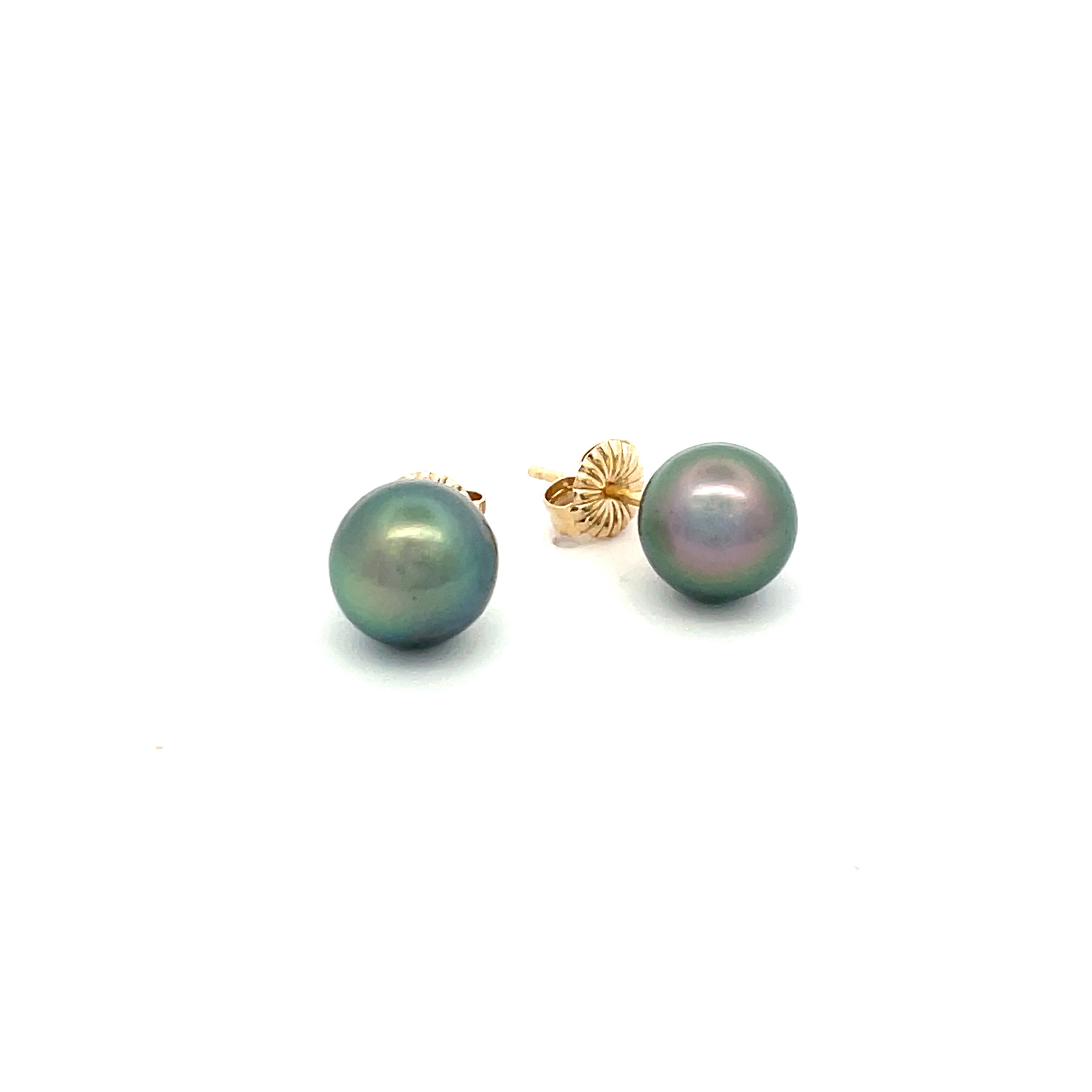 9K Yellow Gold Tahitian Cultured 8-9 mm Pearl Stud Earrings