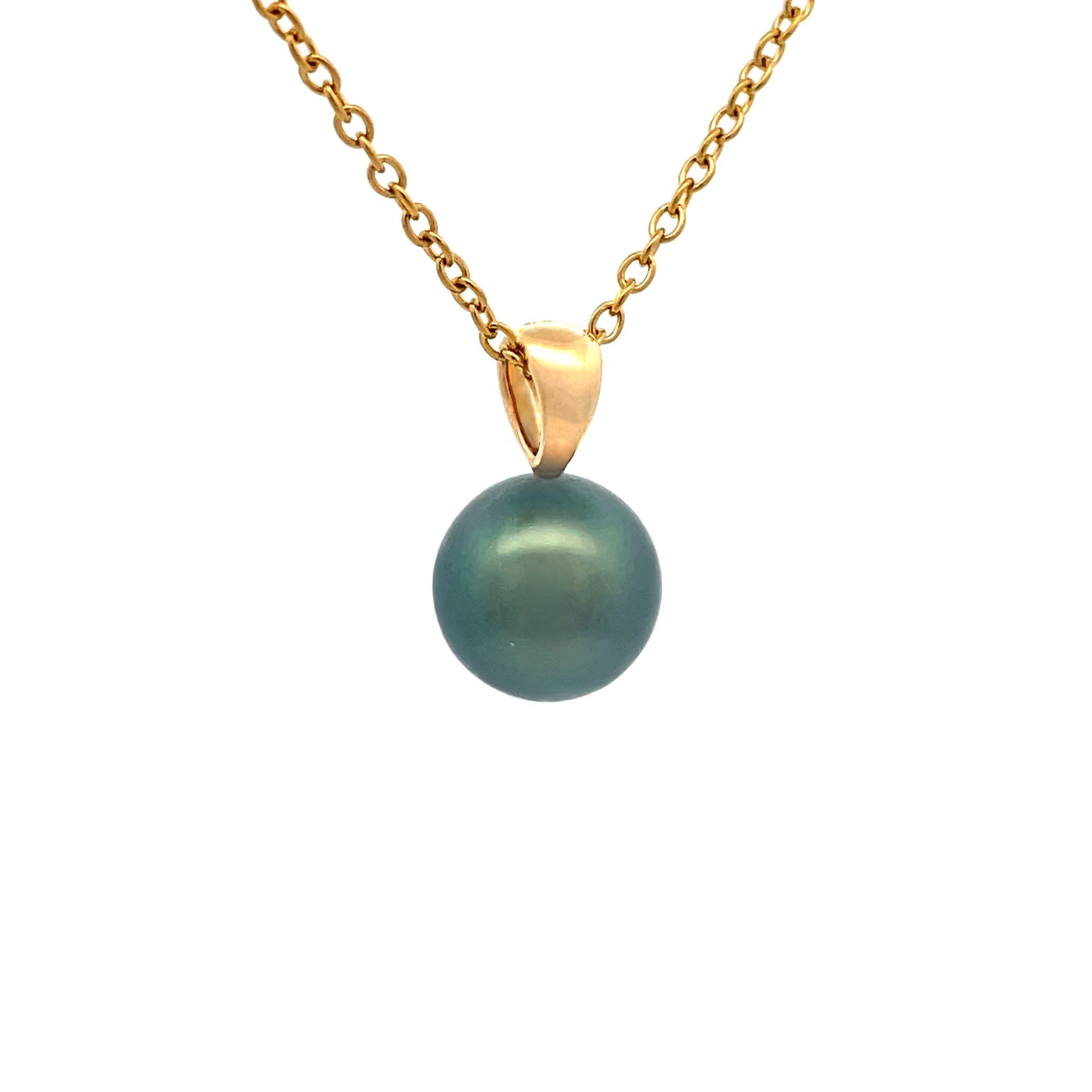 18K Yellow Gold Tahitian Cultured 10-11 mm Pearl Pendant