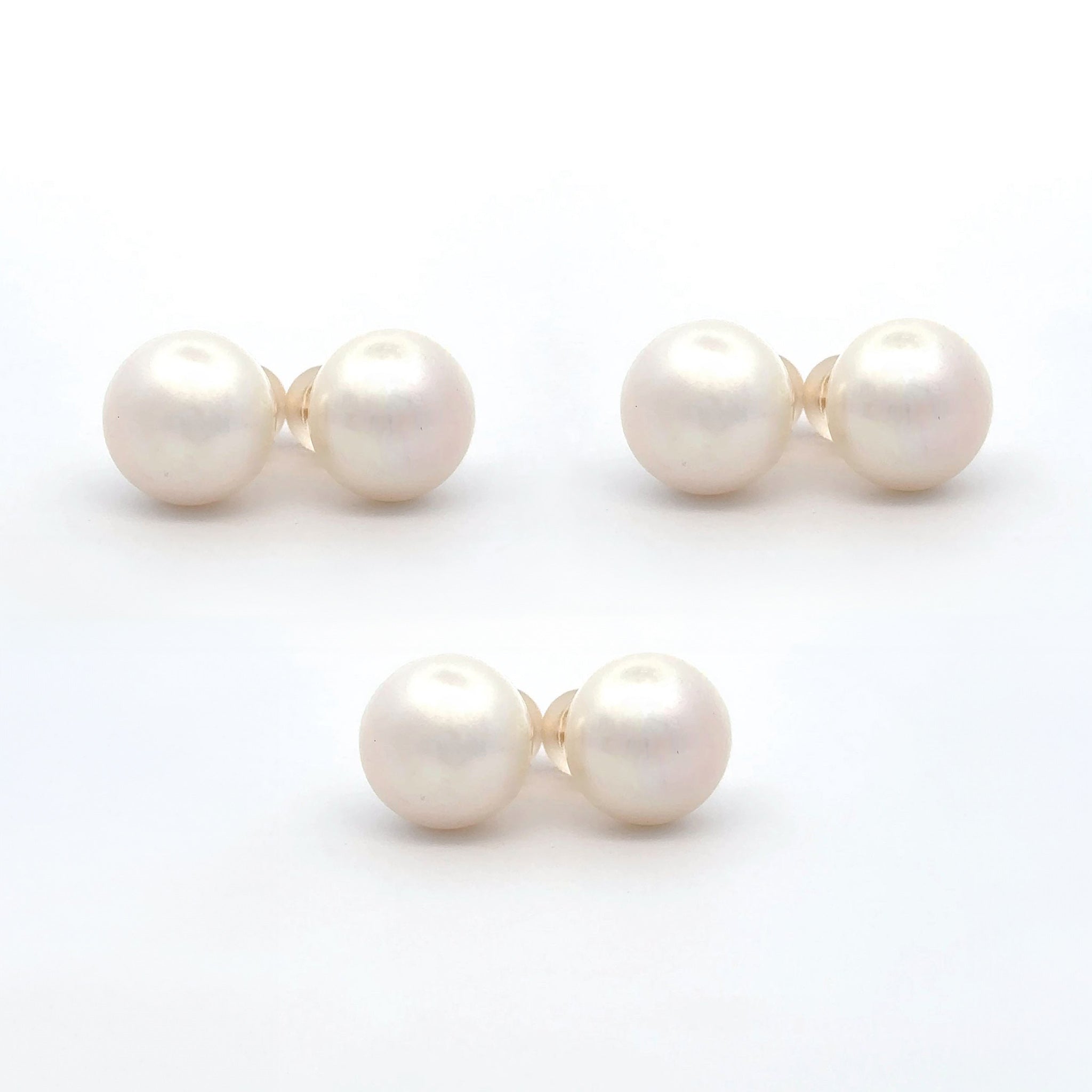 Bridal Party Three Set Bundle - 9K Yellow Gold Freshwater Pearl 12-13mm Stud Earrings