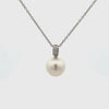 18K White Gold Australian South Sea Cultured Pearl and Diamond Pendant