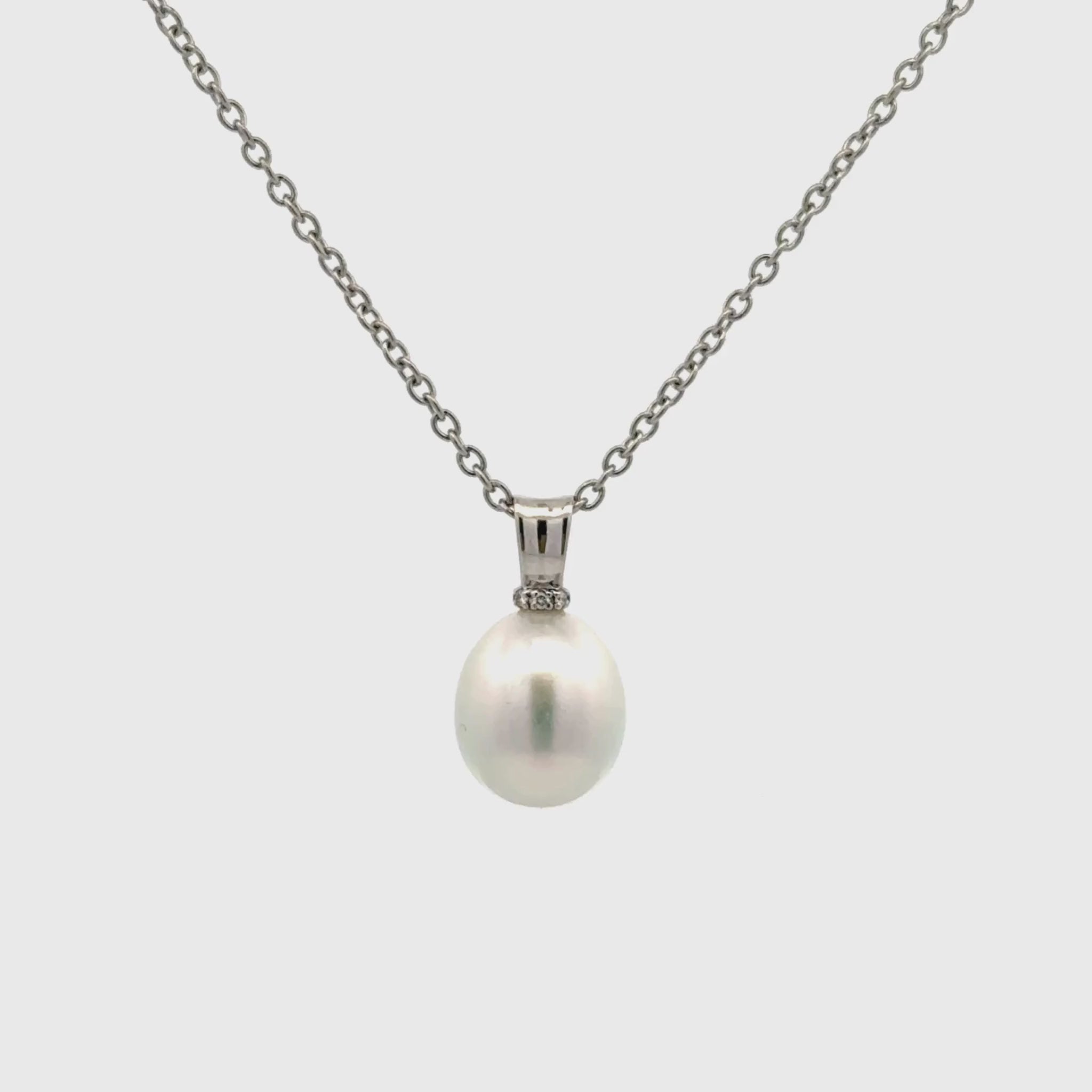 18K White Gold Australian South Sea Cultured Pearl and Diamond Pendant (price is for pendant only)