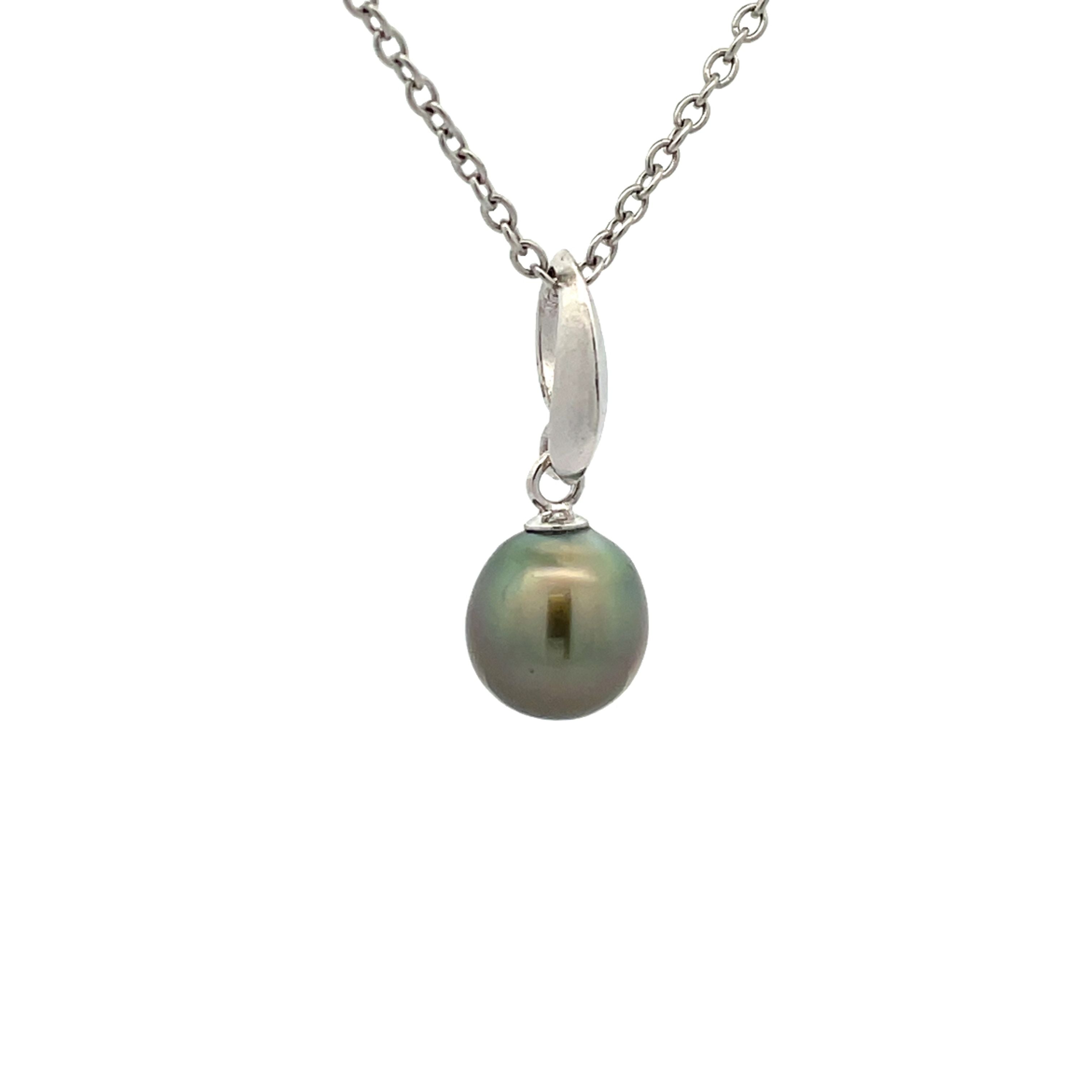 Sterling Silver Tahitian Cultured 8-9 mm Pearl Pendant