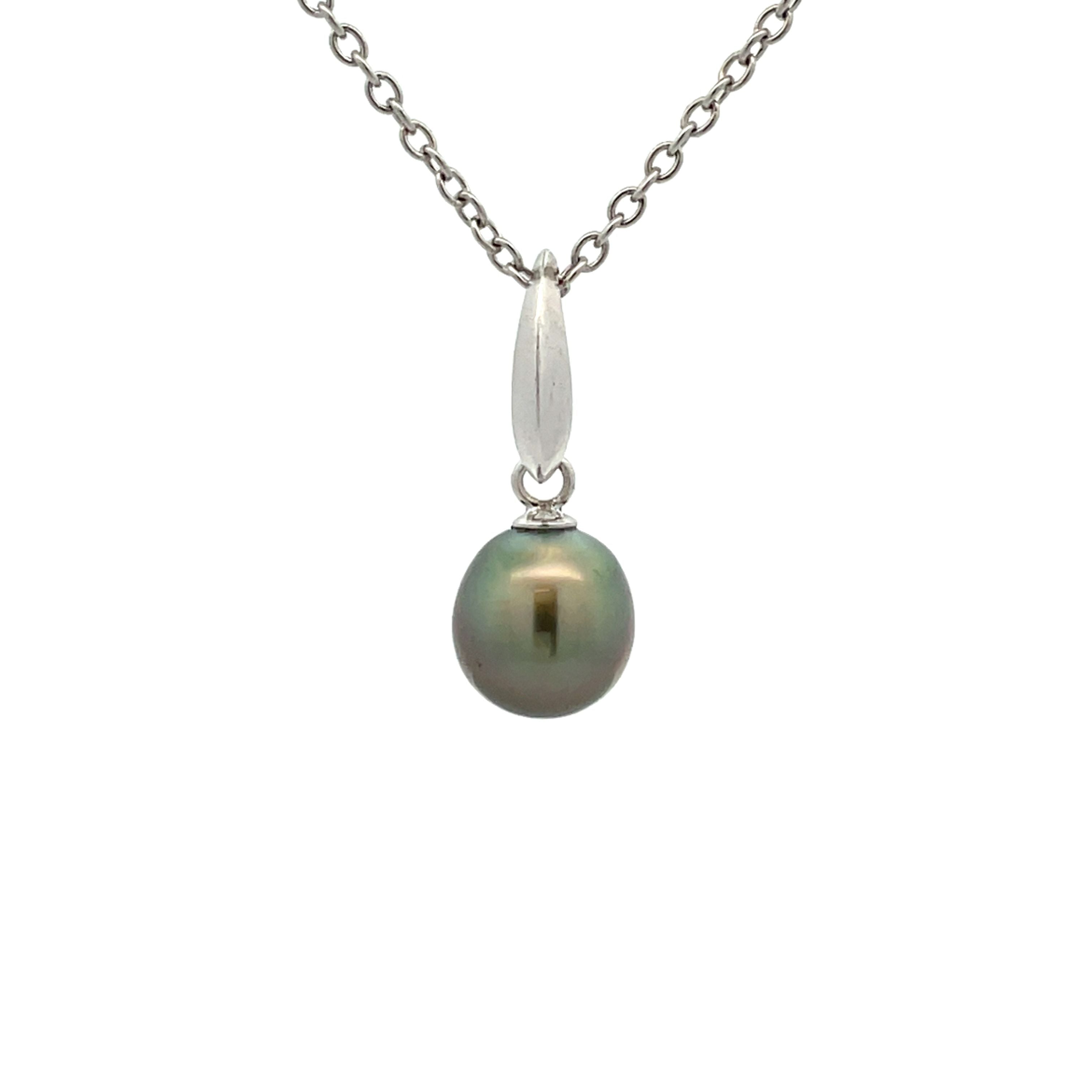 Sterling Silver Tahitian Cultured 8-9 mm Pearl Pendant