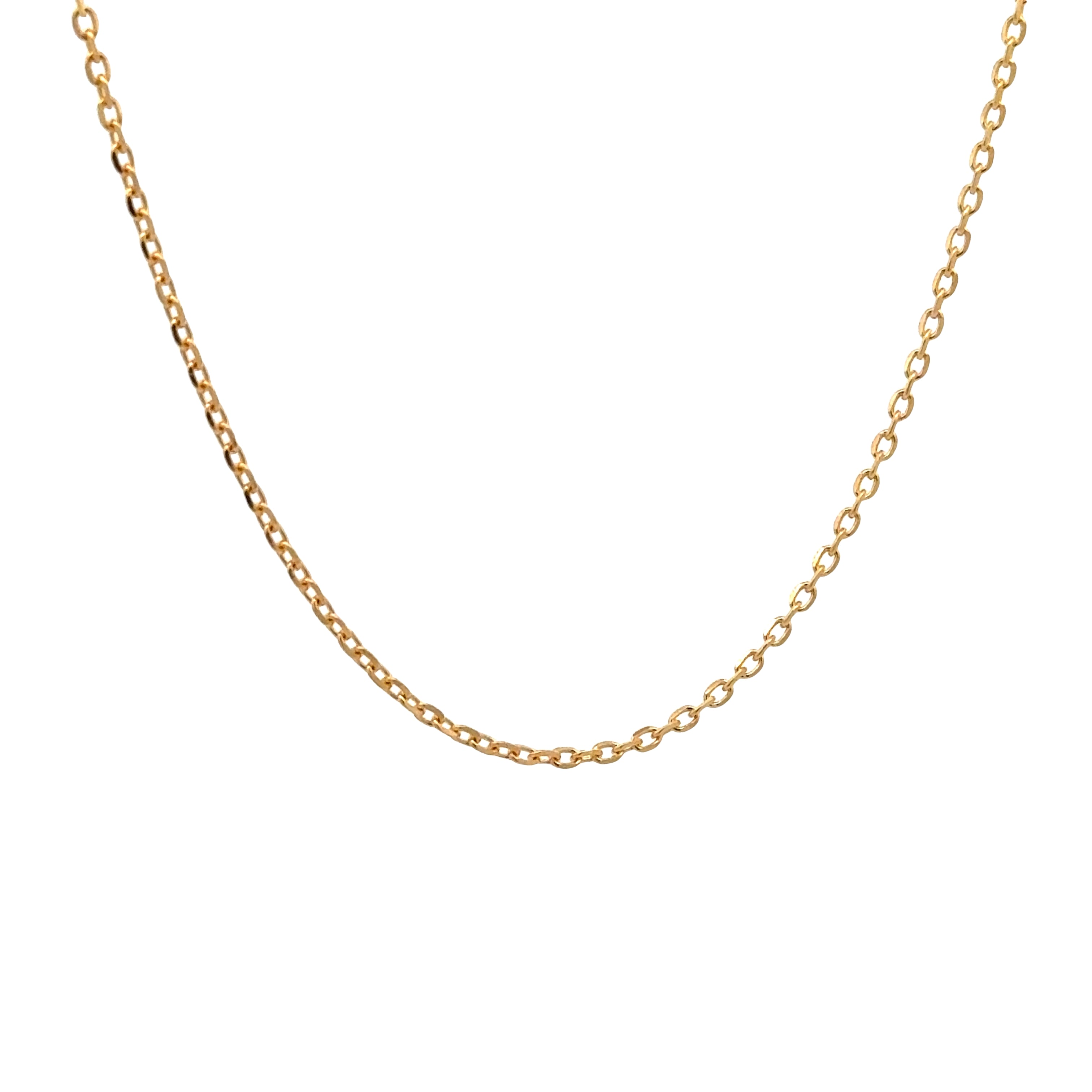 18K Yellow Gold 45cm Diamond Cut Cable Chain