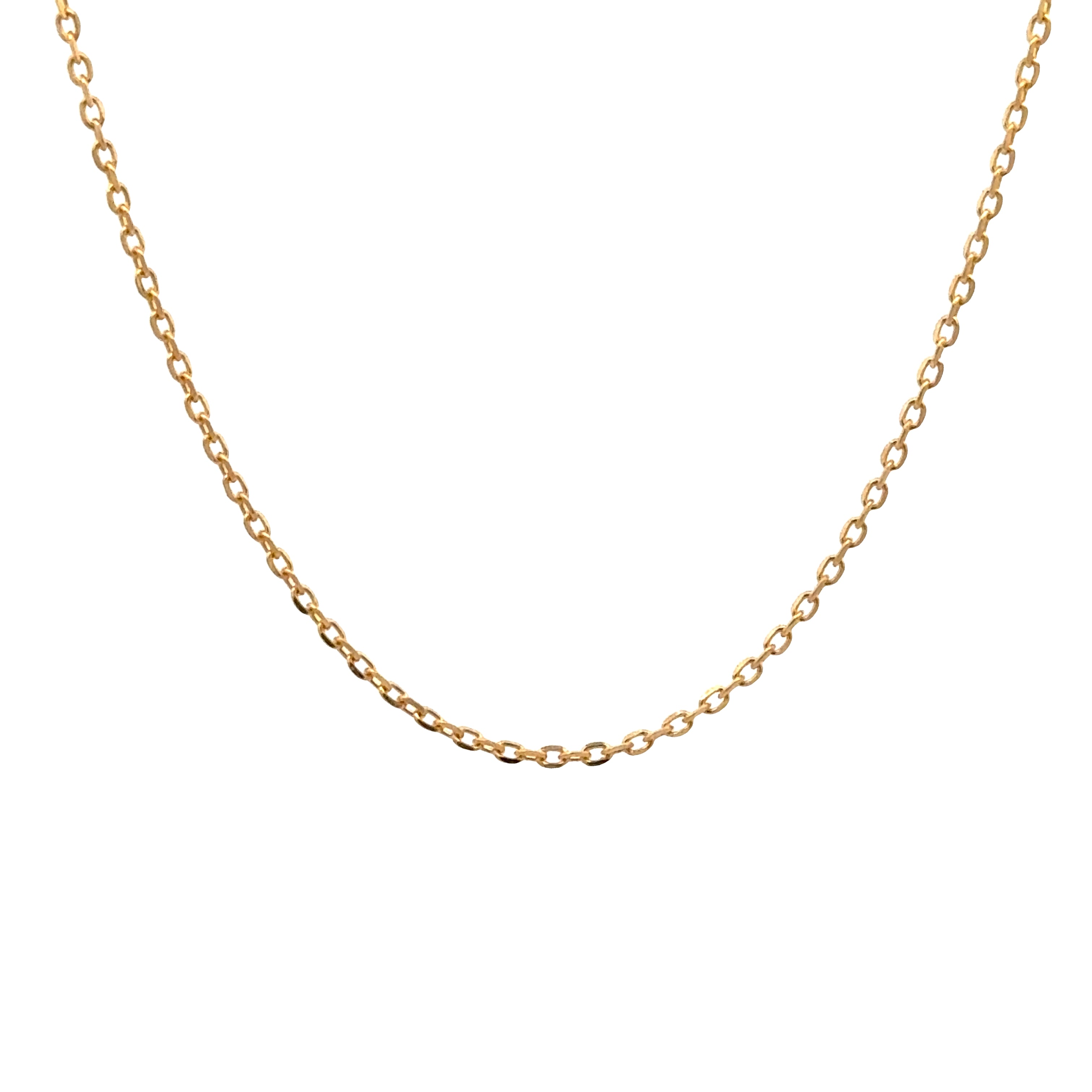 18K Yellow Gold 45cm Diamond Cut Cable Chain