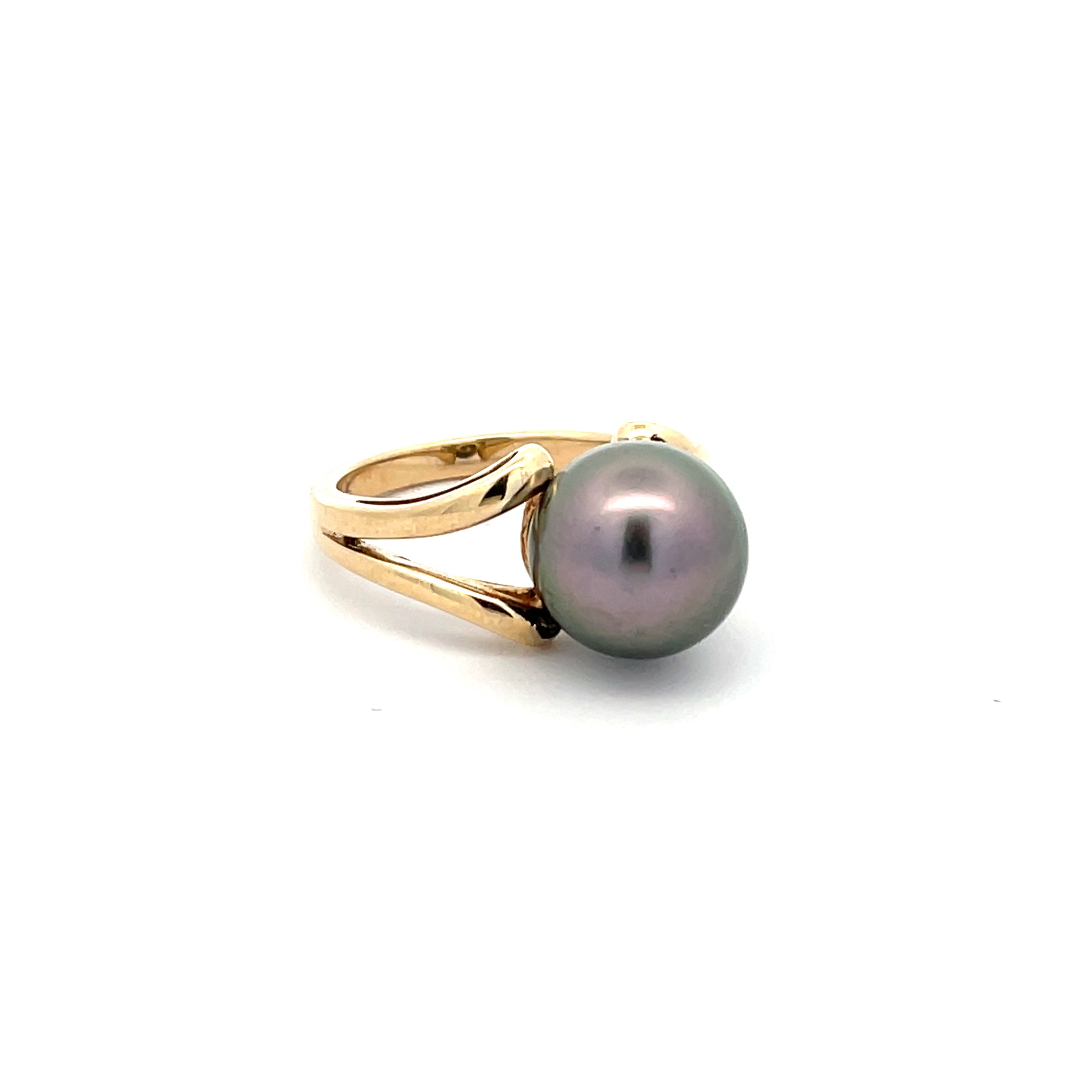 9K Yellow Gold Tahitian Cultured 11- 12mm Pearl Ring