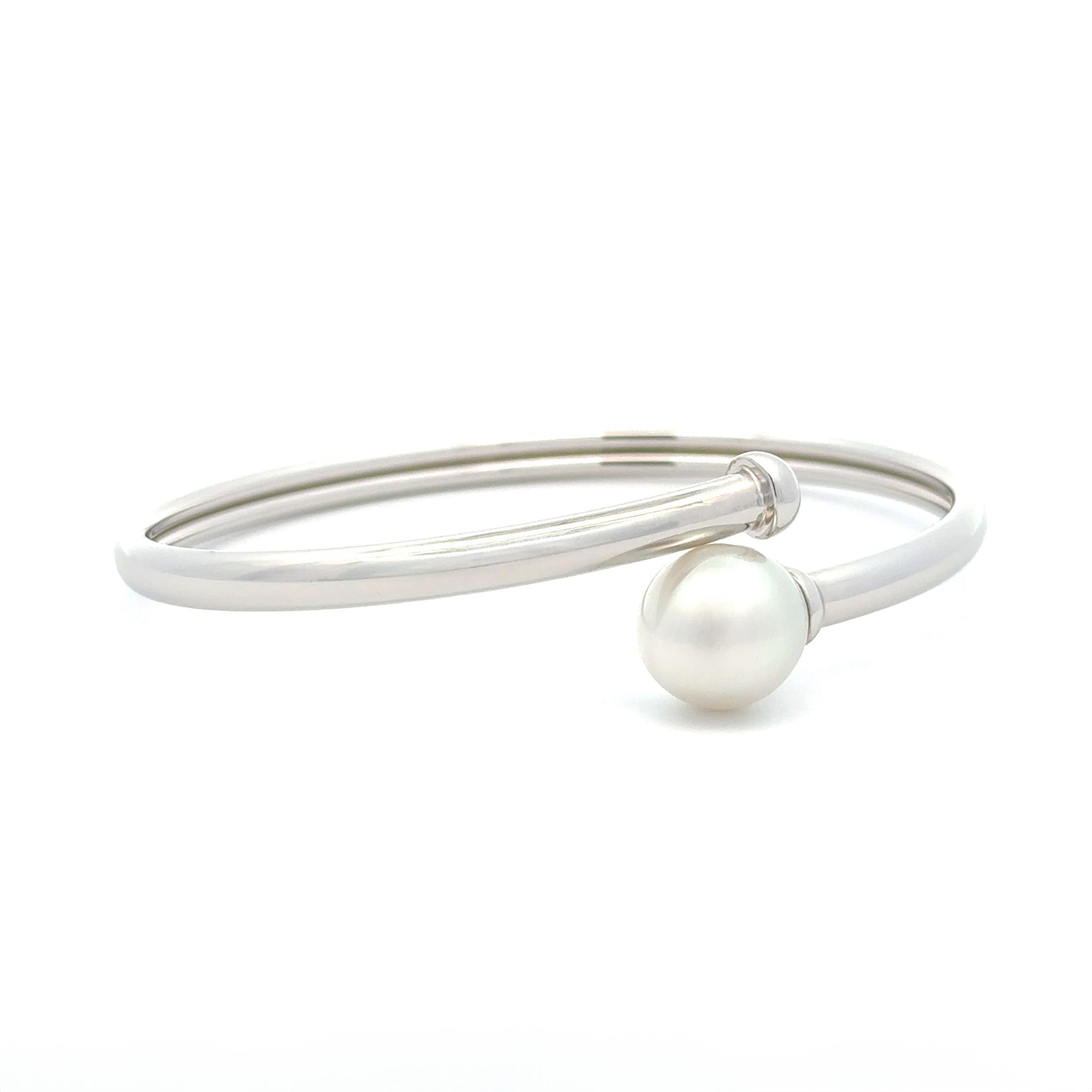 Sterling Silver Australian South Sea 10-11mm Cultured Pearl Bangle