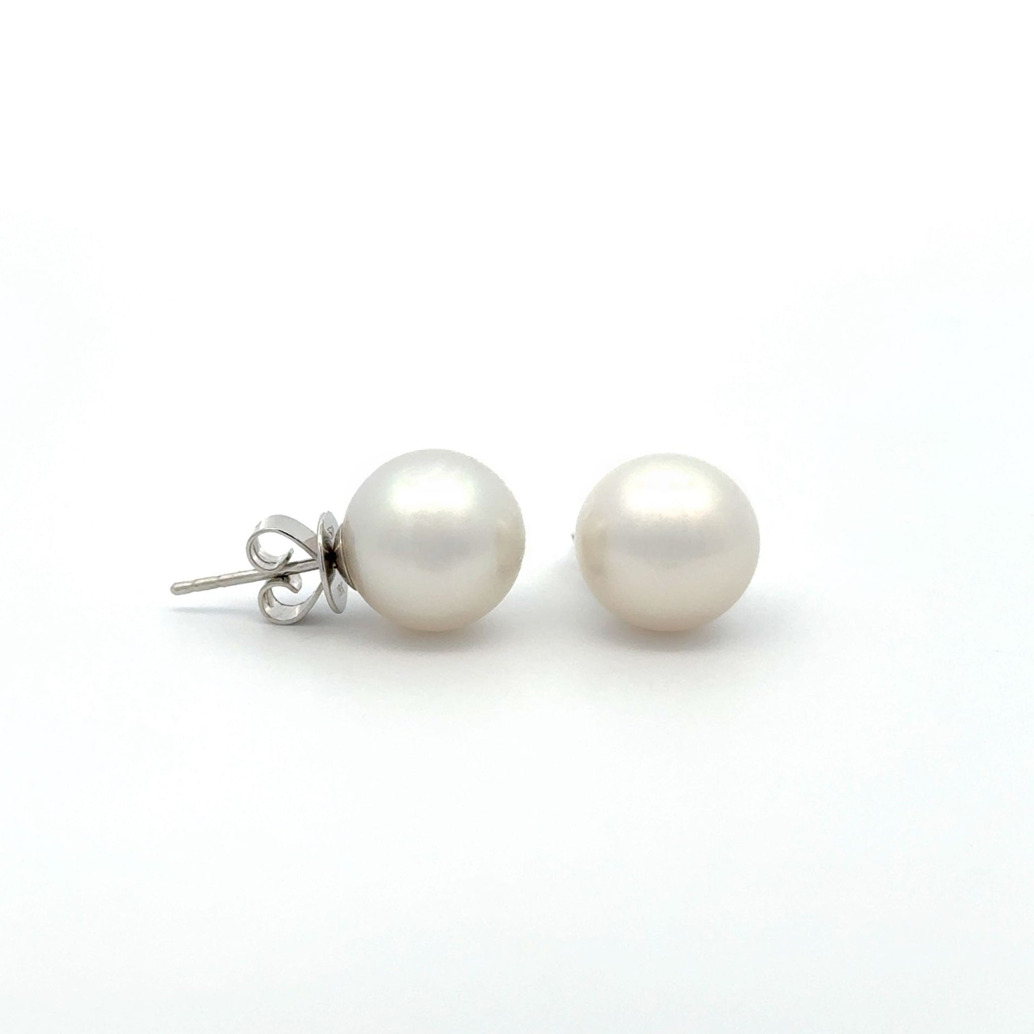 18K White Gold Australian South Sea Cultured Pearl Stud Earrings