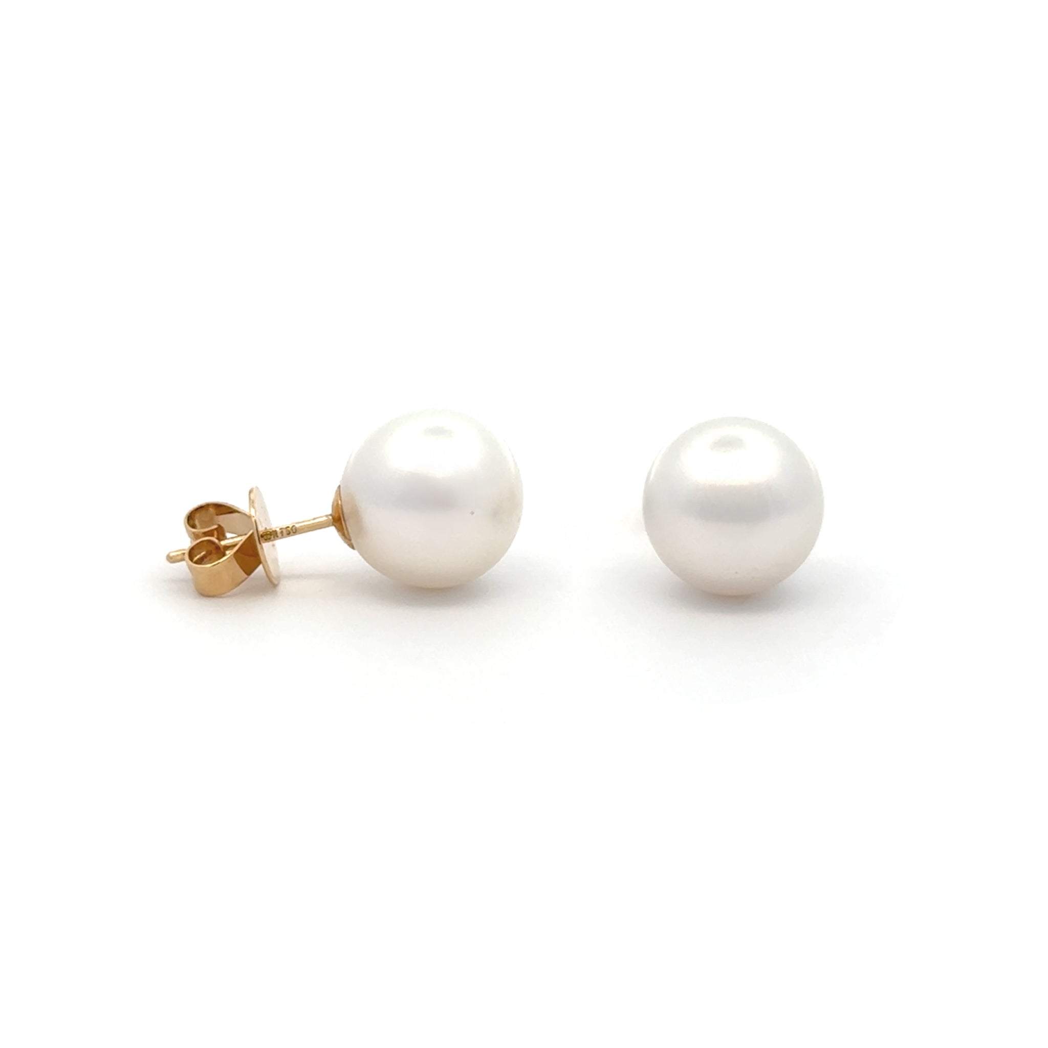 18K Yellow Gold Australian South Sea 10-11mm Cultured Pearl Stud Earrings