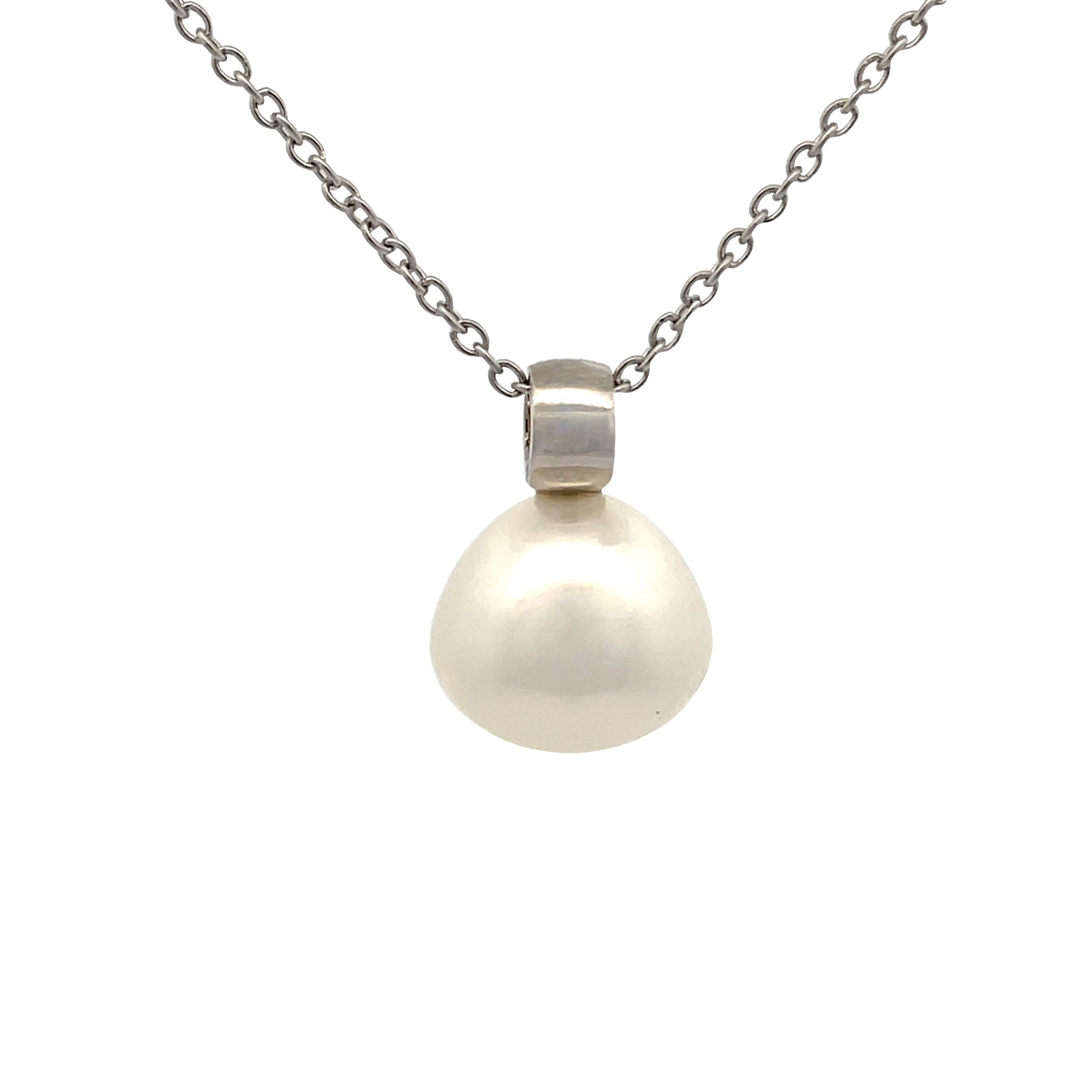 9K White Gold Australian South Sea Cultured 13-14mm Pearl Pendant