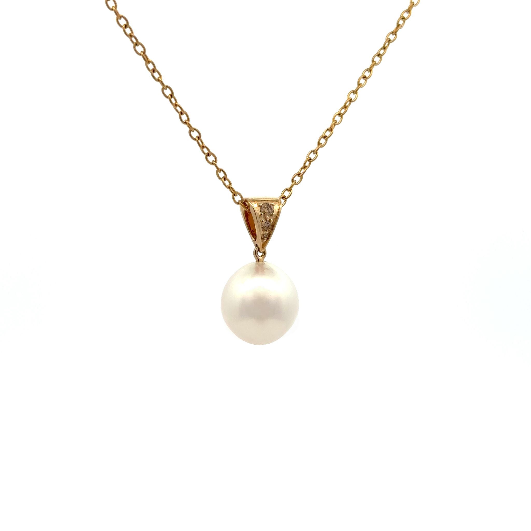 9K Yellow Gold Australian South Sea Cultured 12-13mm Pearl and Argyle Diamond Pendant