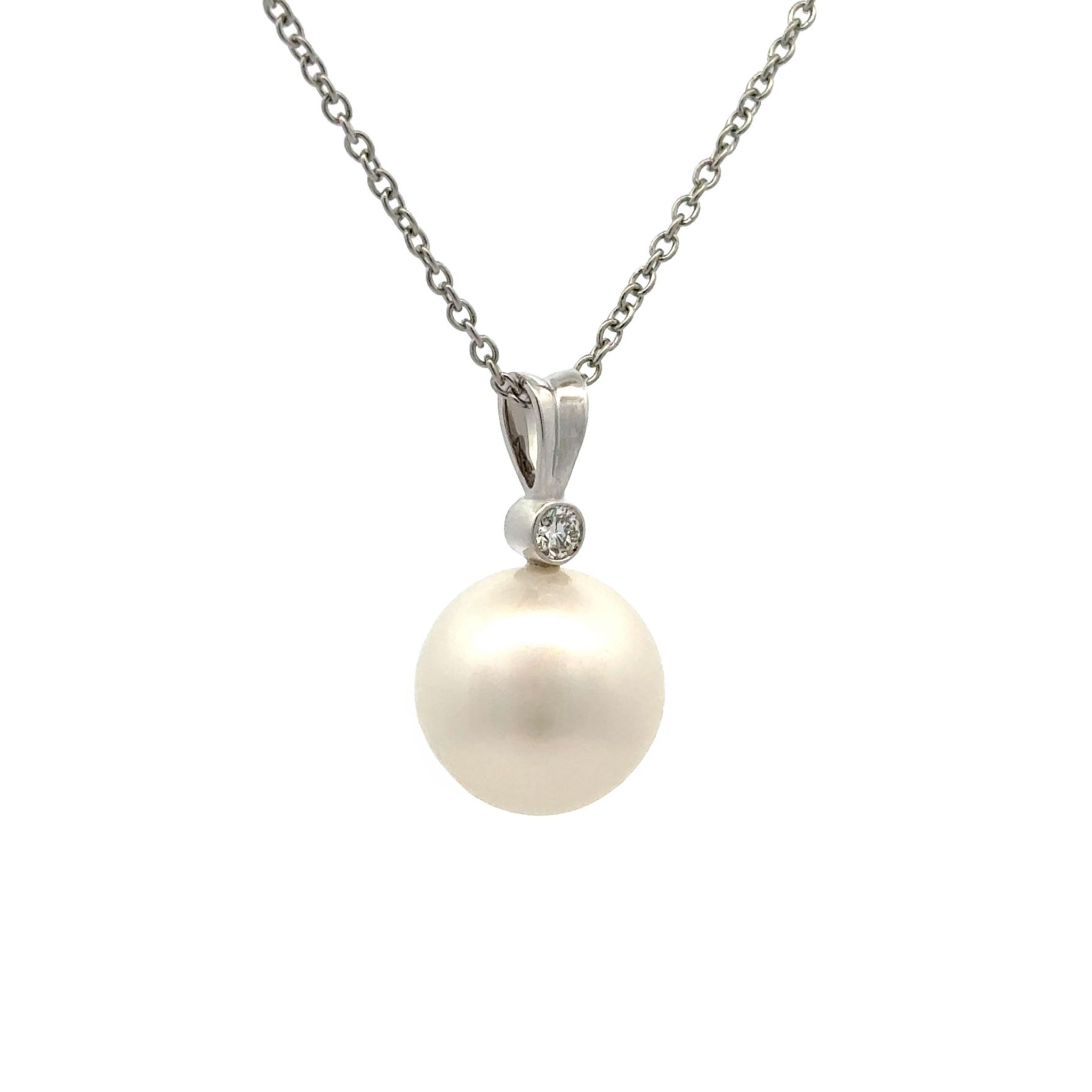 18K White Gold Australian South Sea Cultured Pearl and Diamond Pendant (price is for pendant only)