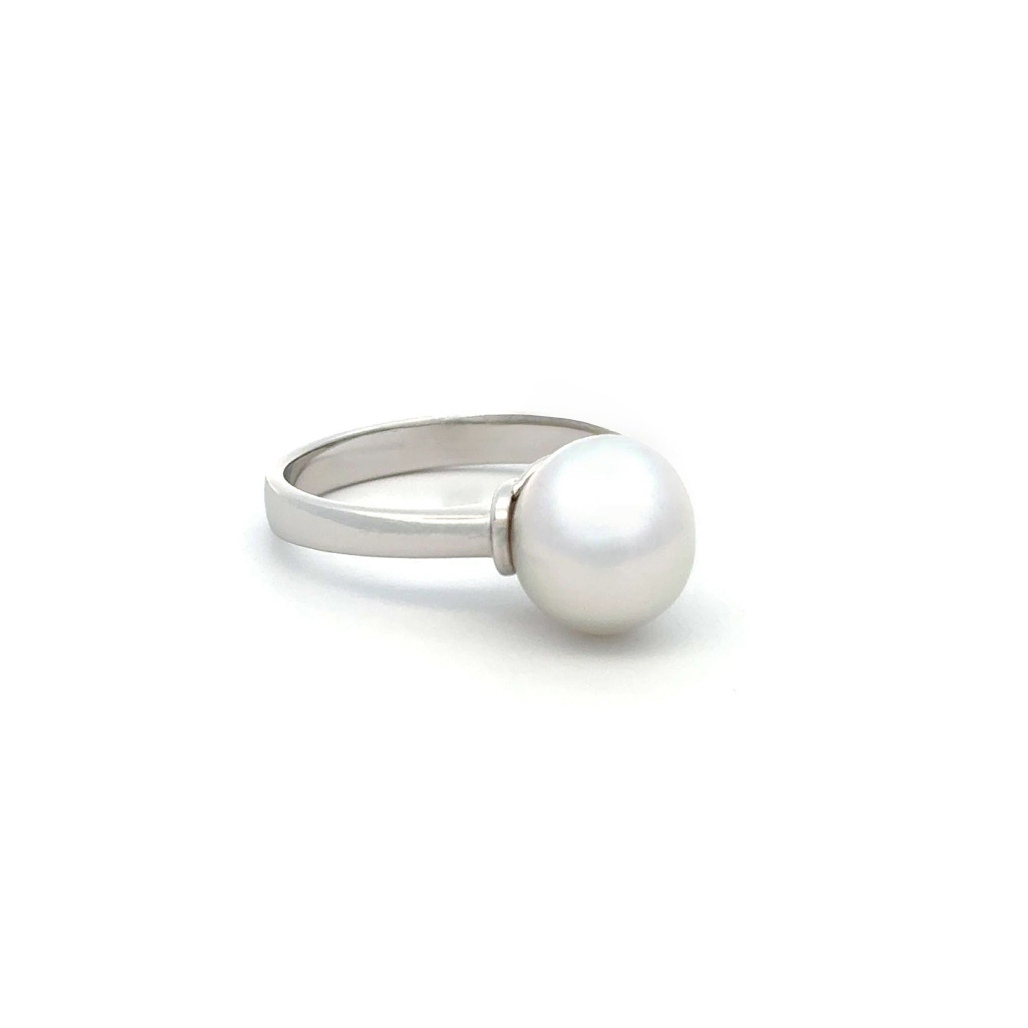 9K White Gold Australian South Sea 9-10mm Cultured Pearl Ring