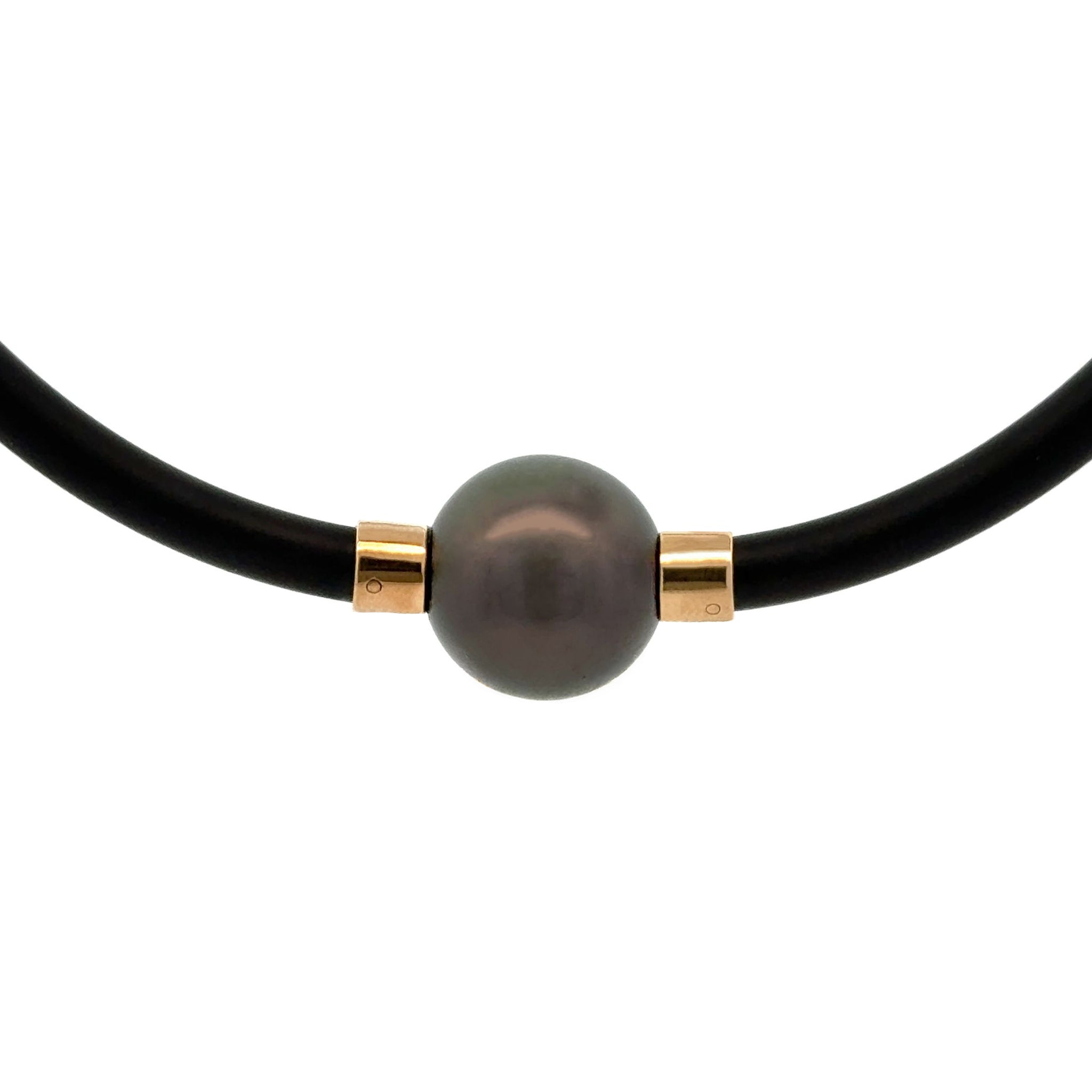 9K Yellow Gold Tahitian Cultured 13-14mm Neoprene Necklace