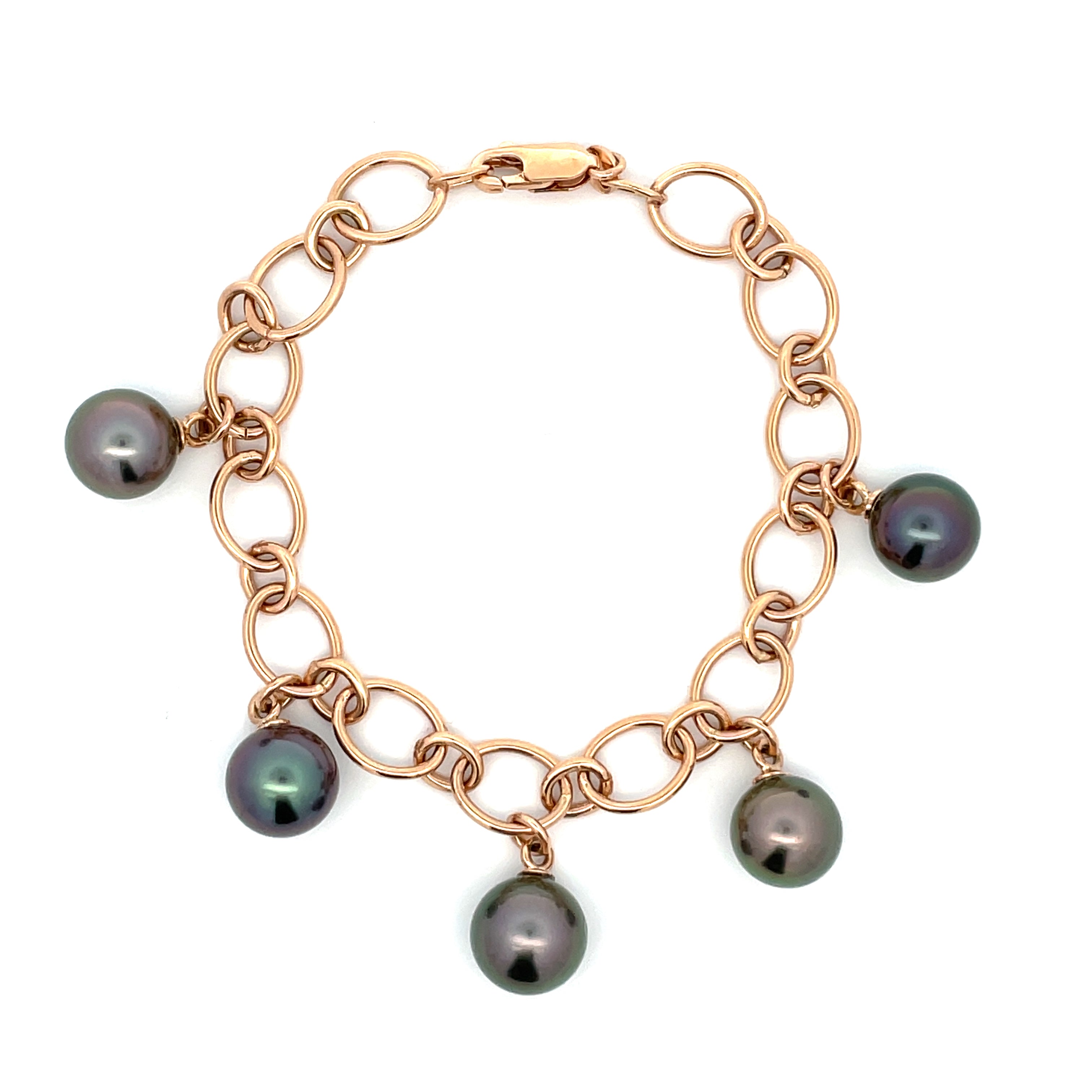 9K Rose Gold Tahitian Cultured 9-11 mm Pearl Bracelet