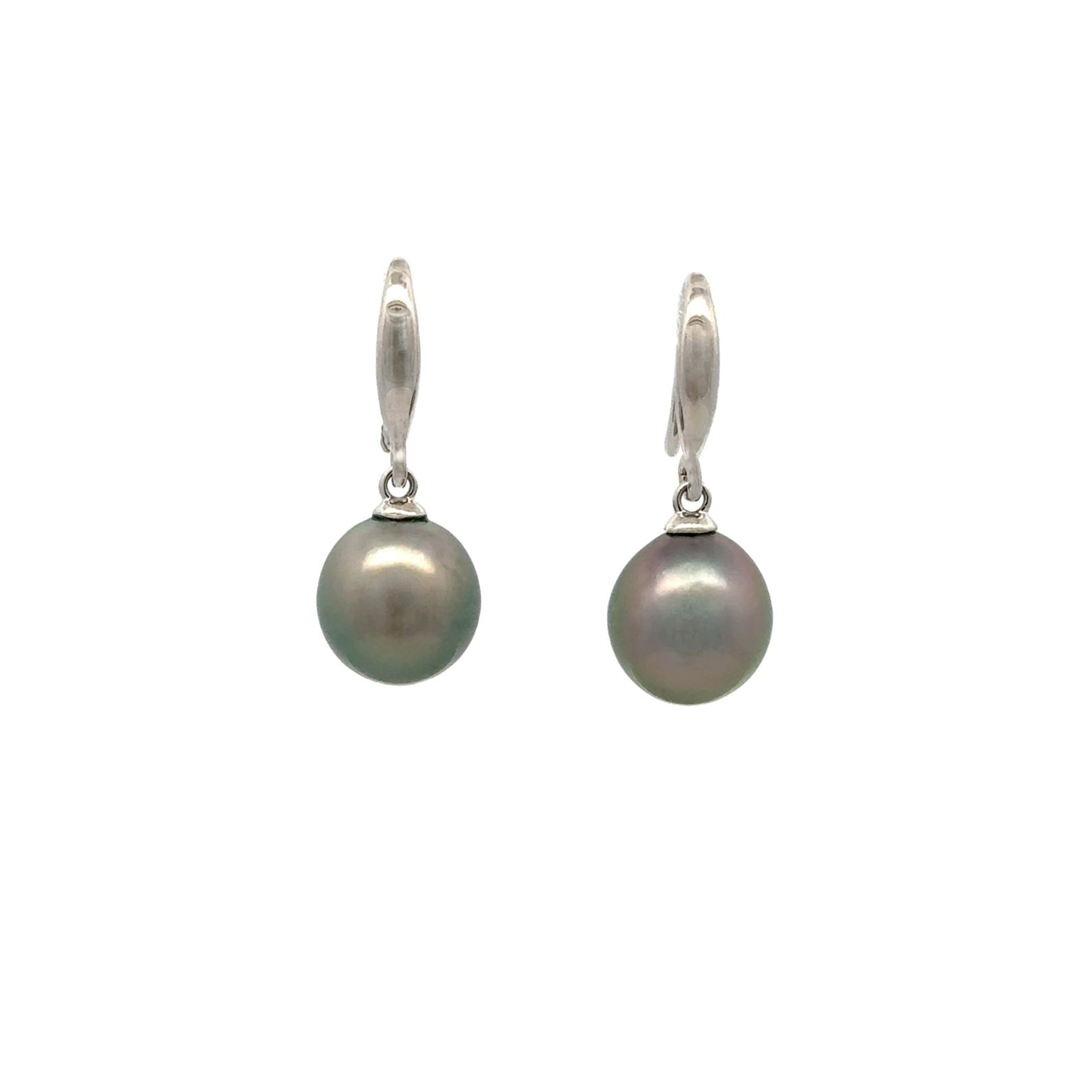 Sterling Silver Tahitian Cultured 9-10 mm Pearl Hook Earrings