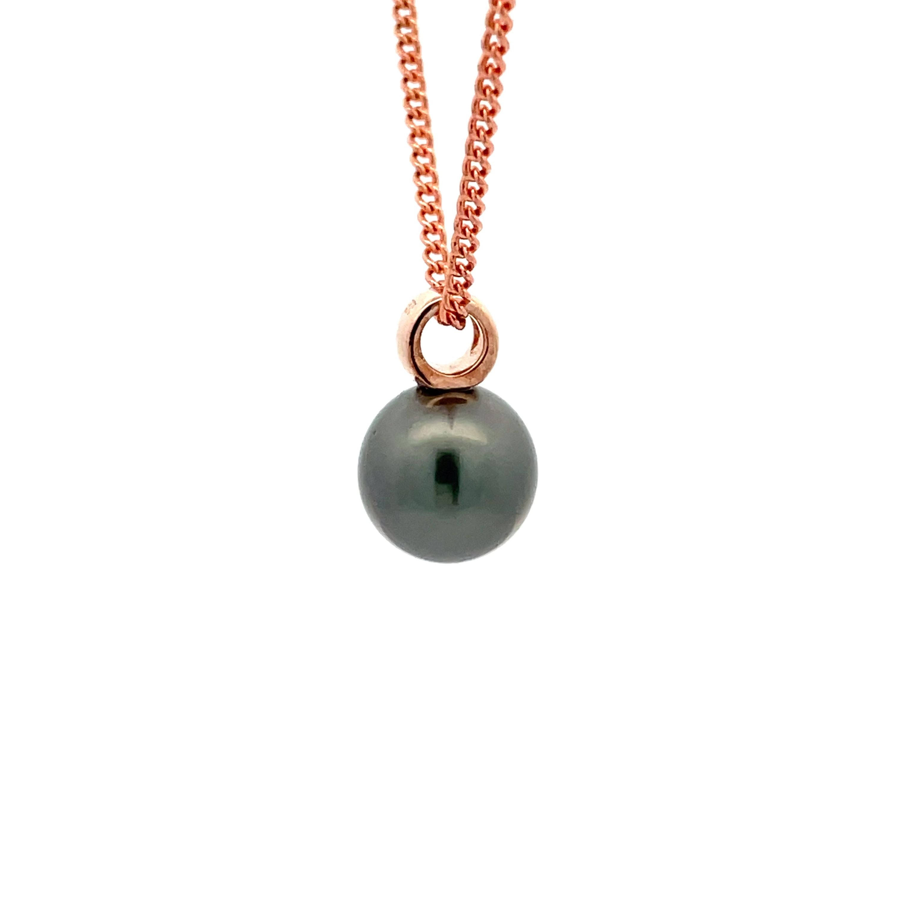 9K Rose Gold Tahitian Cultured 9 - 10 mm Pearl Pendant