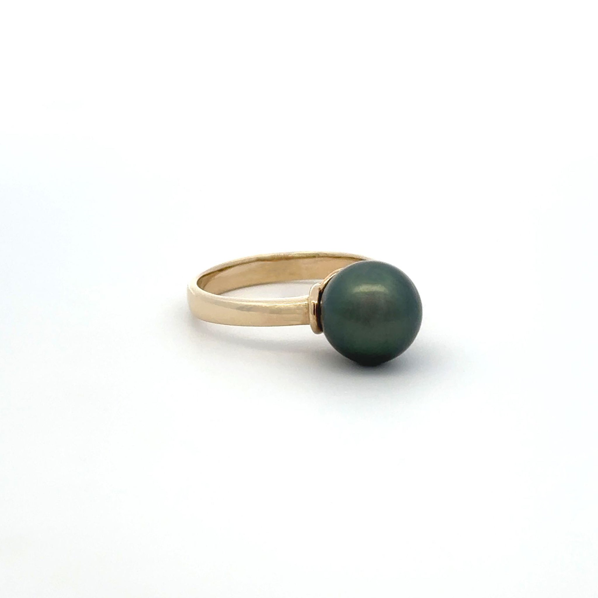 9K Yellow Gold Tahitian 9-10mm Cultured Pearl Ring