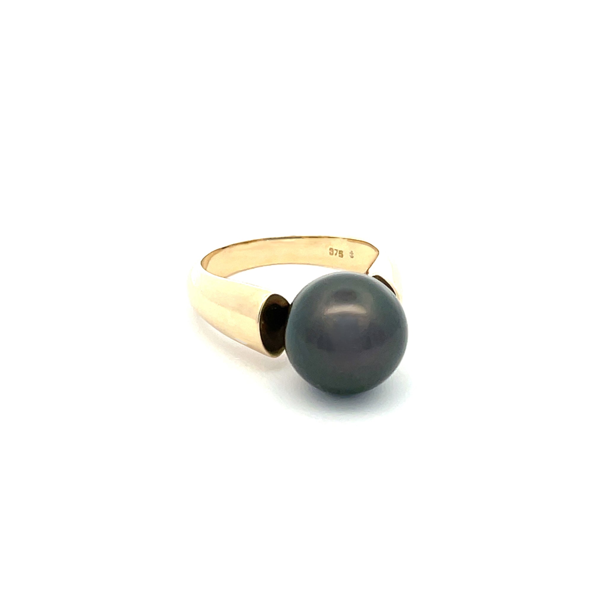 9K Yellow Gold Tahitian 11-12mm Cultured Pearl Ring