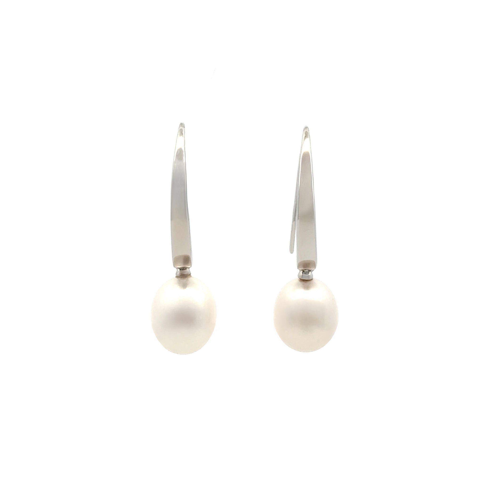 Sterling Silver Freshwater Pearl 9 -10 mm Hook Earrings