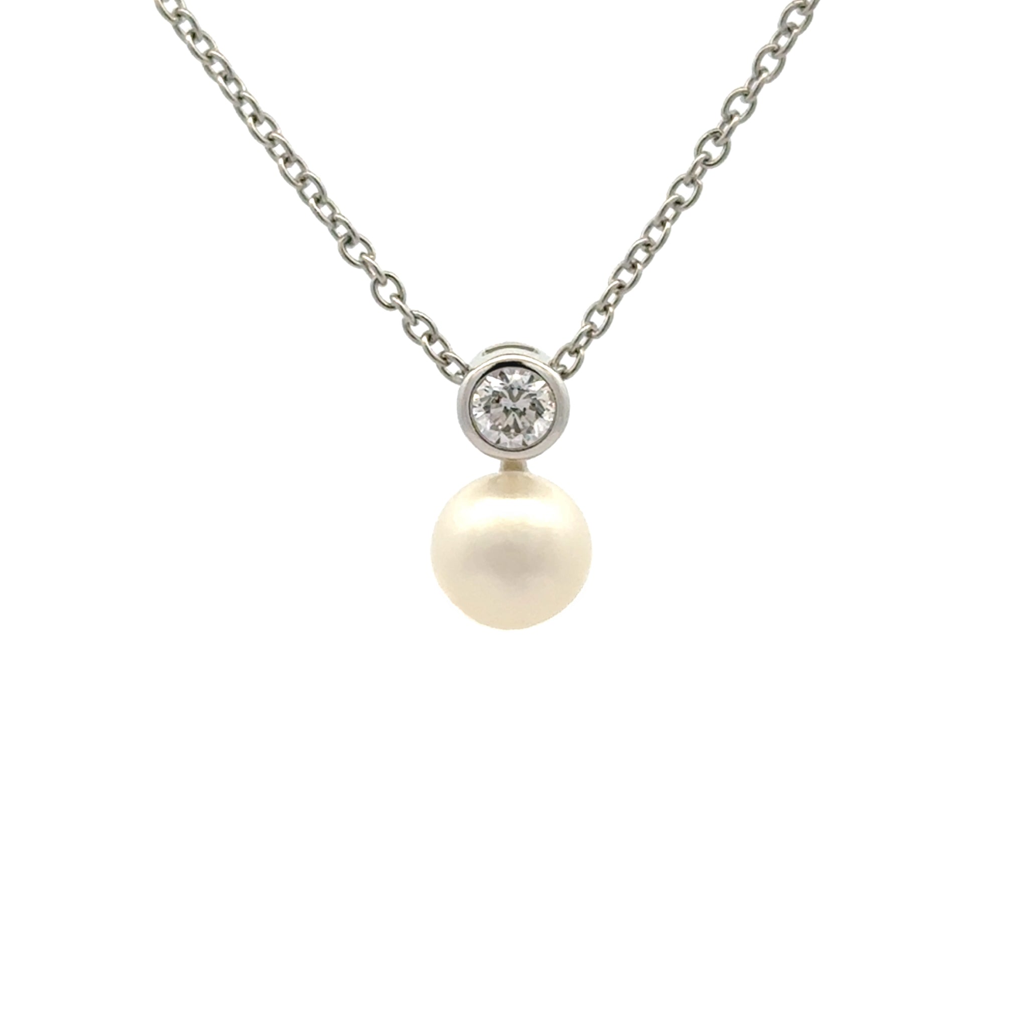 Sterling Silver White 7-8mm Freshwater Pearl & Swarovski Crystal Pendant