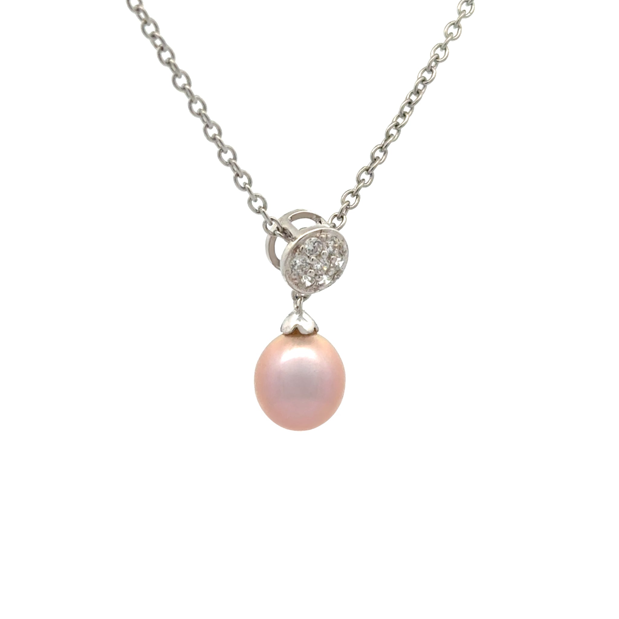 Sterling Silver Pink 8-9mm Freshwater Pearl & Swarovski Crystal Pendant