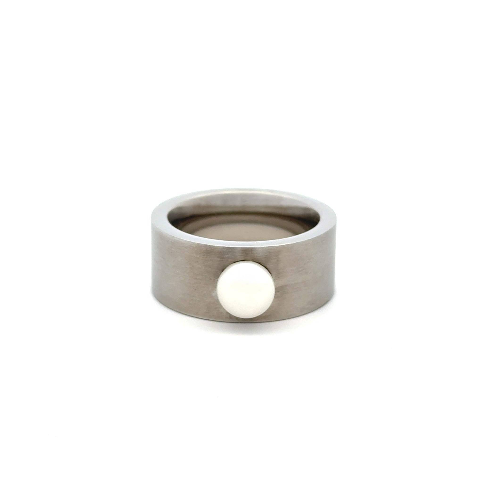 Stainless Steel White 7-7.5mm Freshwater Pearl Ring