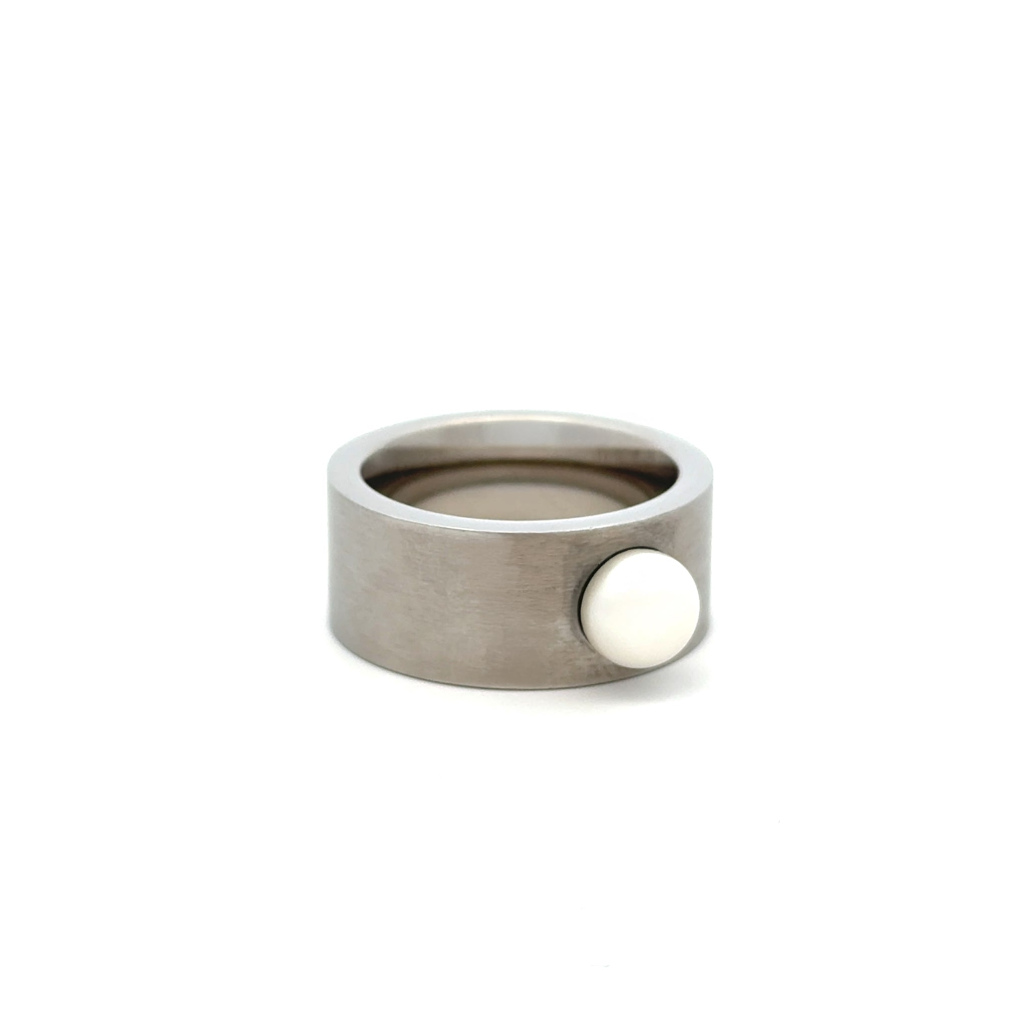 Stainless Steel White 7-7.5mm Freshwater Pearl Ring