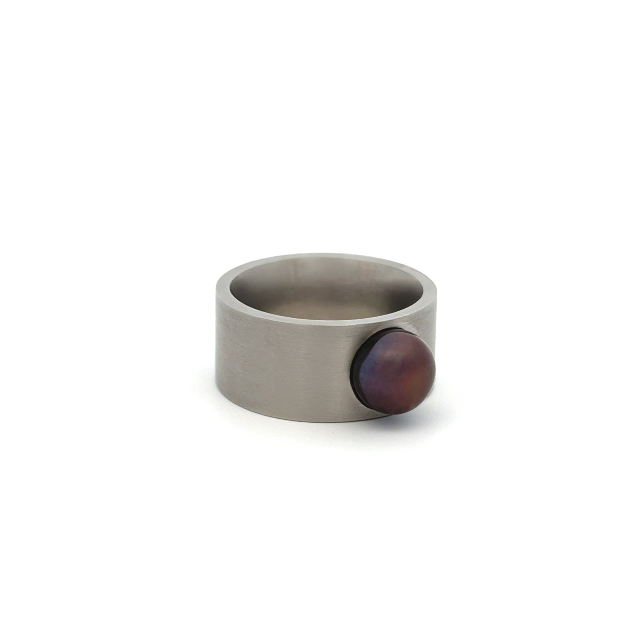 Stainless Steel Black 7-7.5mm Freshwater Pearl Ring