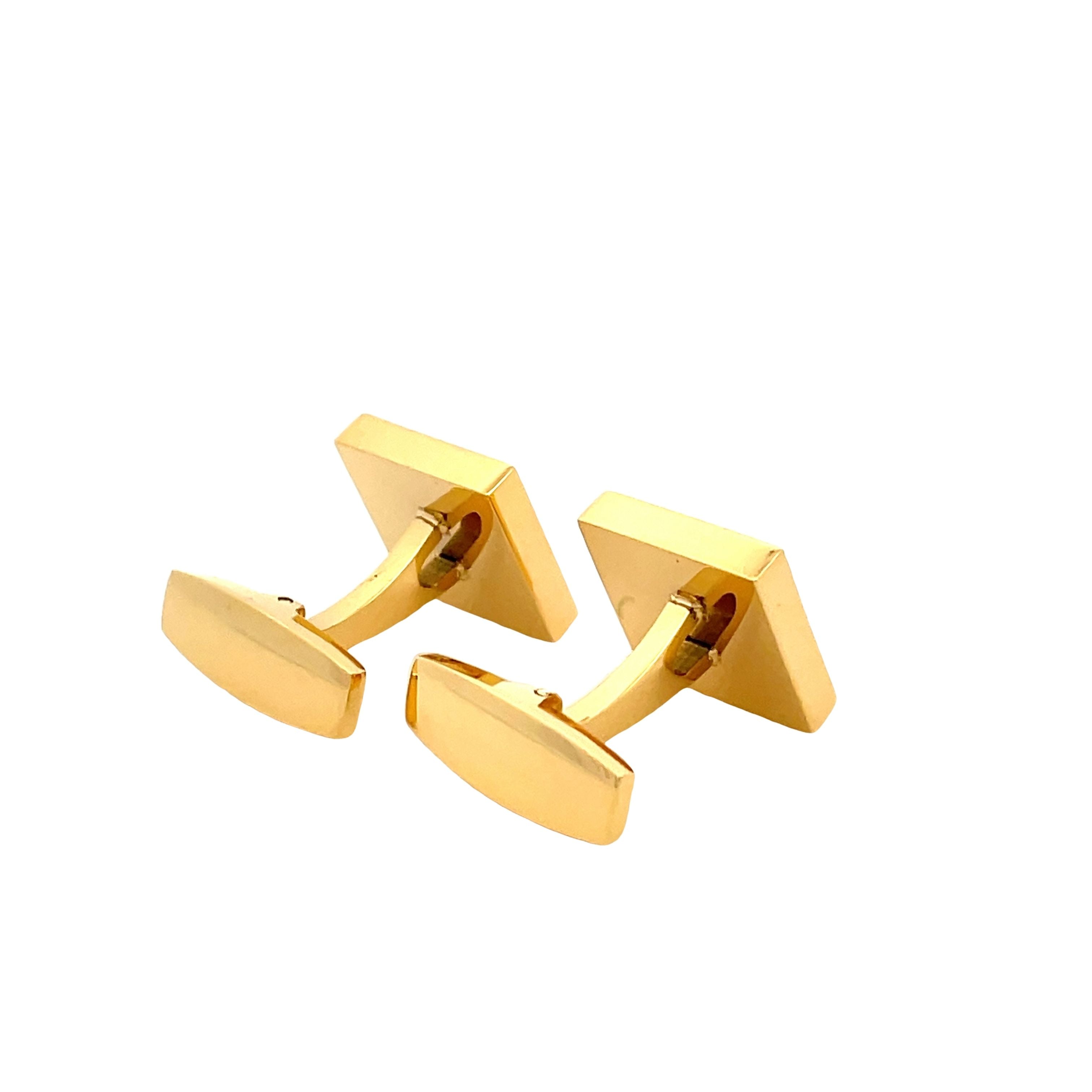 Gold Plated Stainless Steel White Mother Of Pearl Square Cufflinks