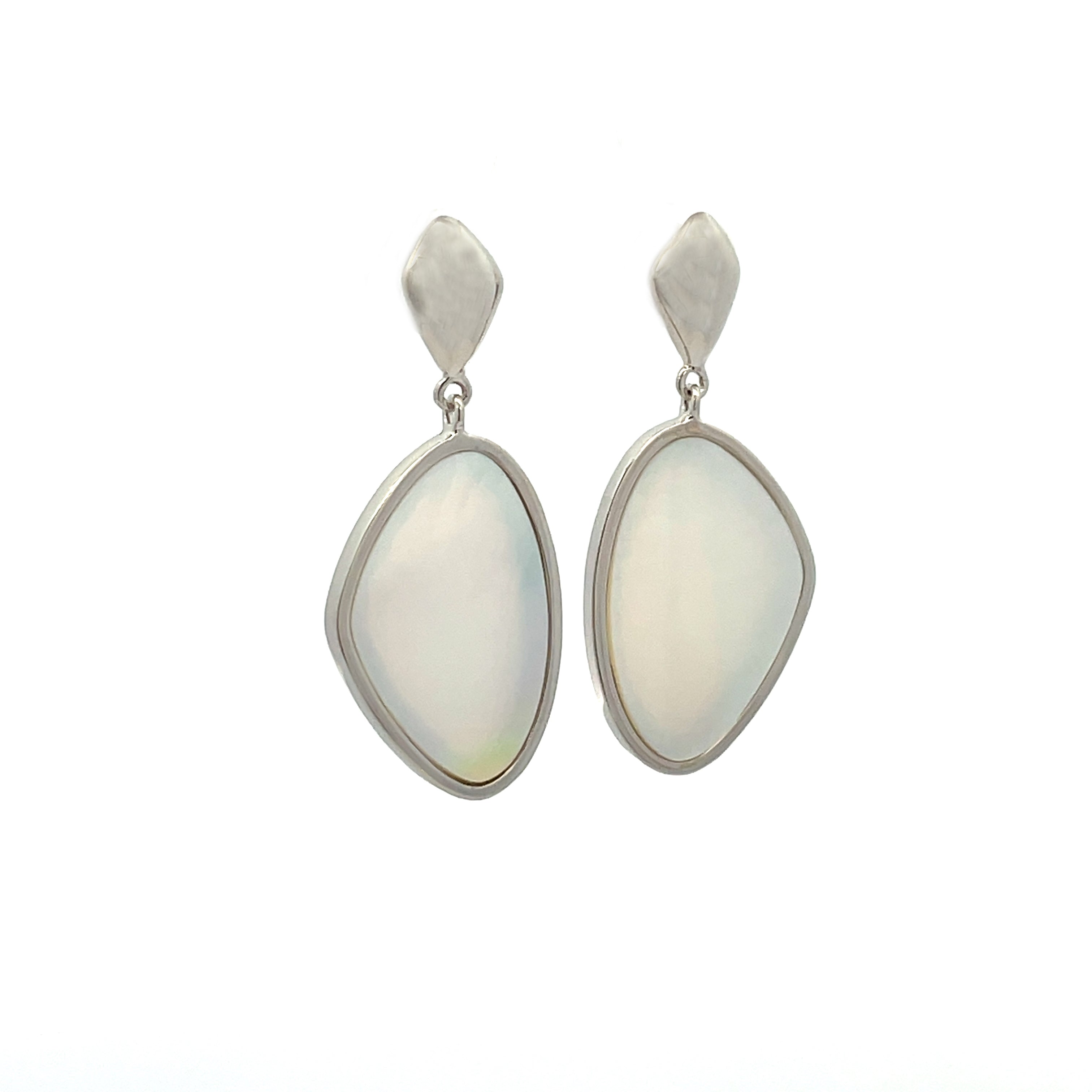 Sterling Silver White Mother Of Pearl Drop Earrings