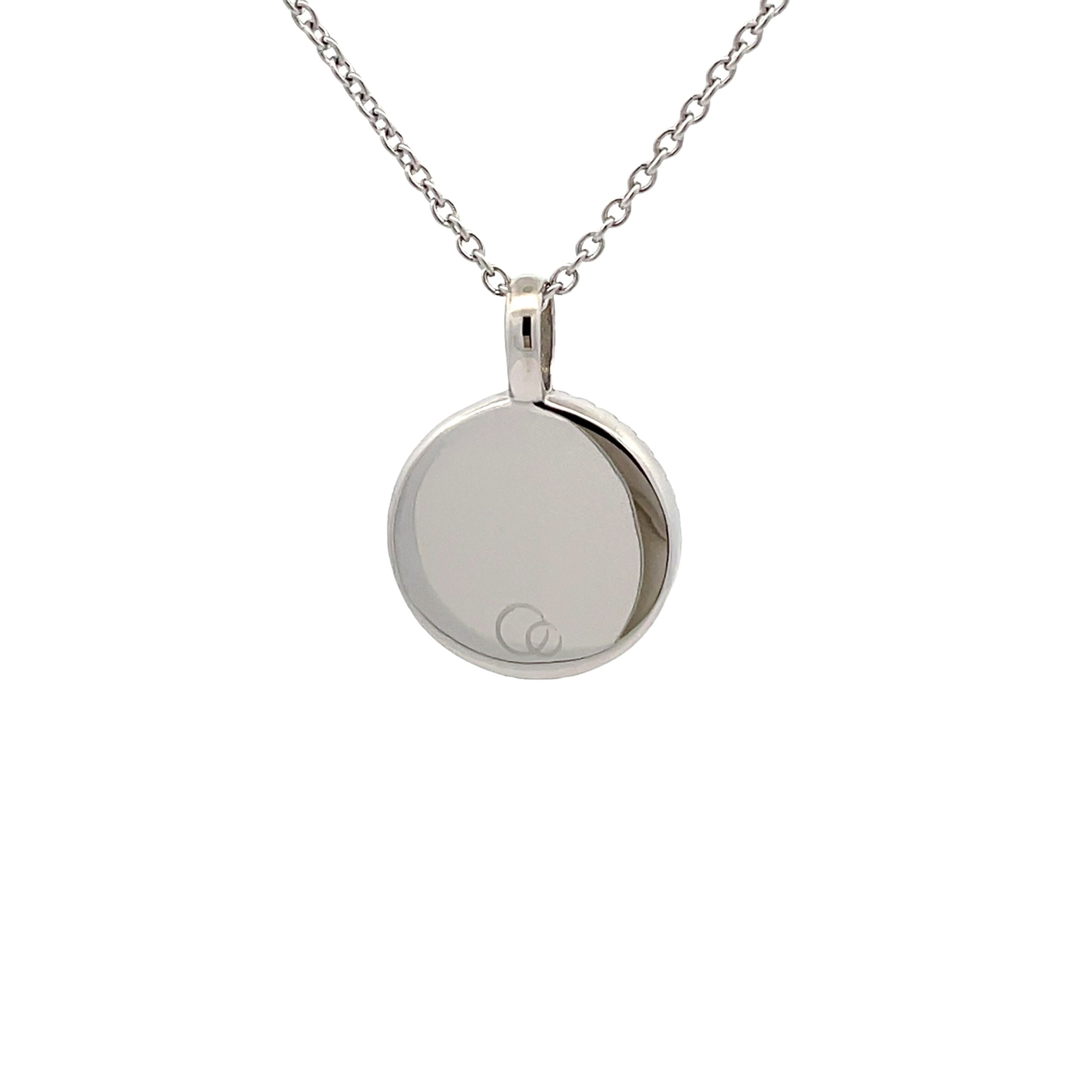 Stainless Steel White Mother Of Pearl Antique Style Disc Necklace