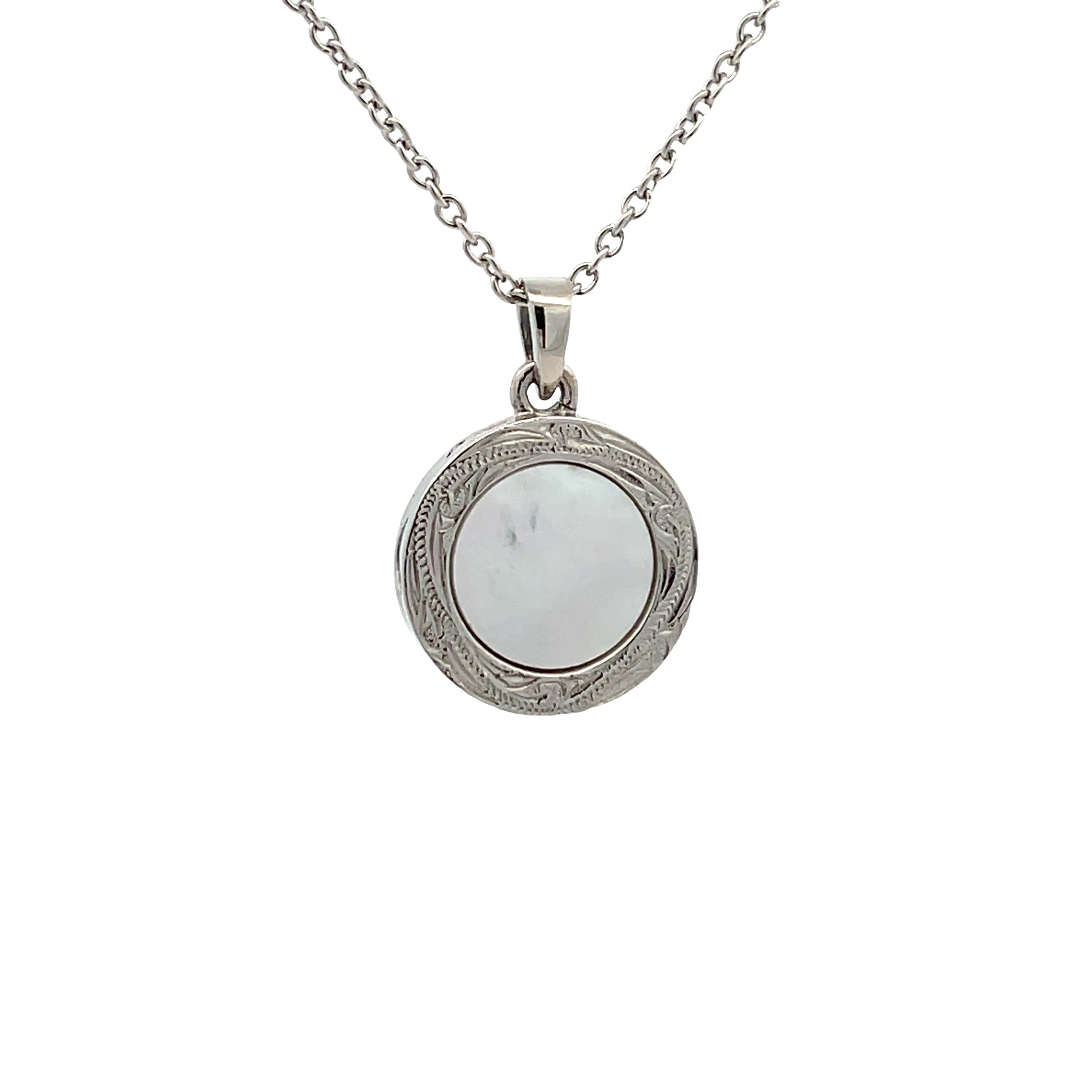 Stainless Steel White Mother Of Pearl Delicate Disc Necklace