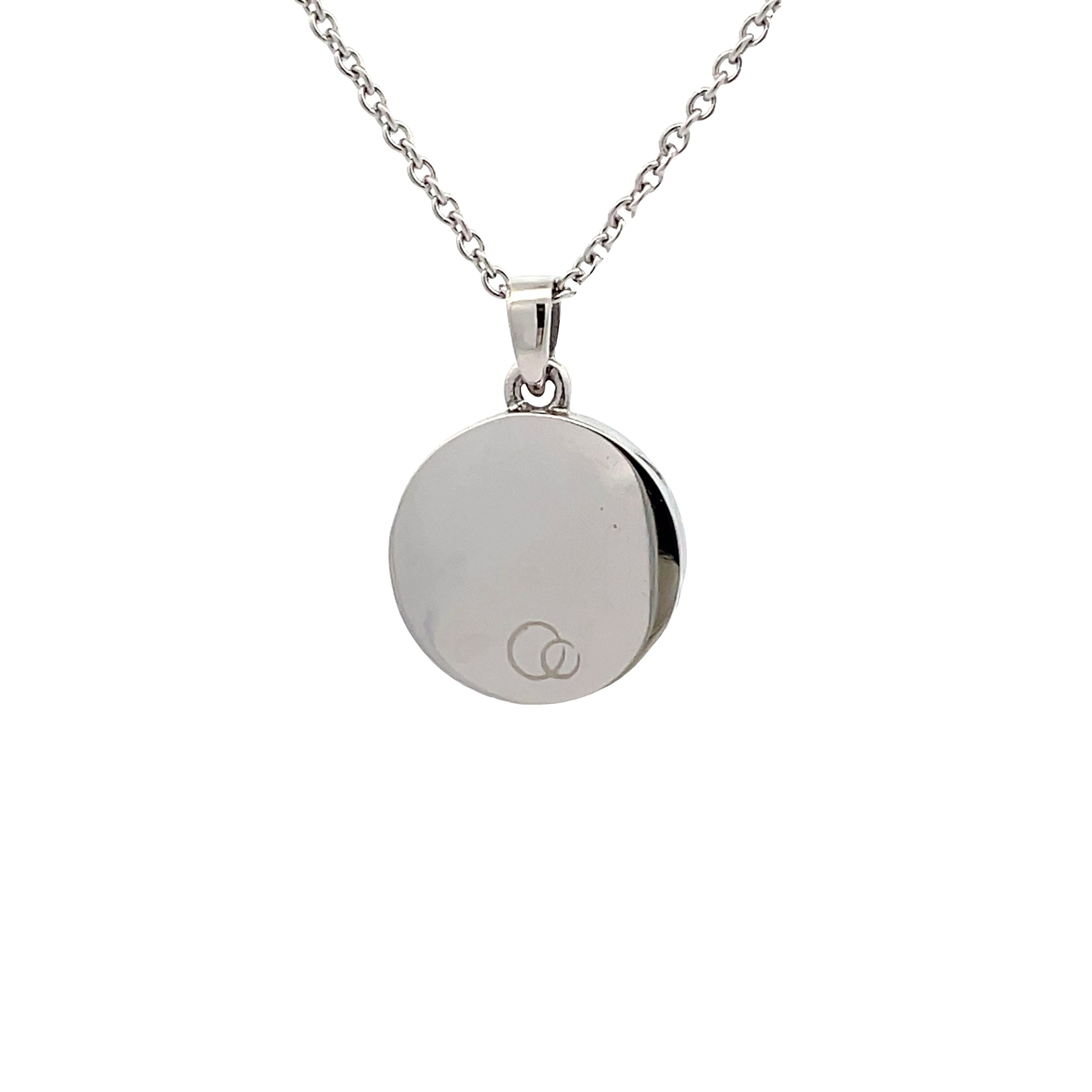 Stainless Steel Black Mother Of Pearl Delicate Disc Necklace