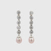 Sterling Silver Pink 8-9mm Freshwater Pearl & Swarovski Crystal Drop Earrings